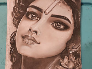 Krishna Charcoal Artwork