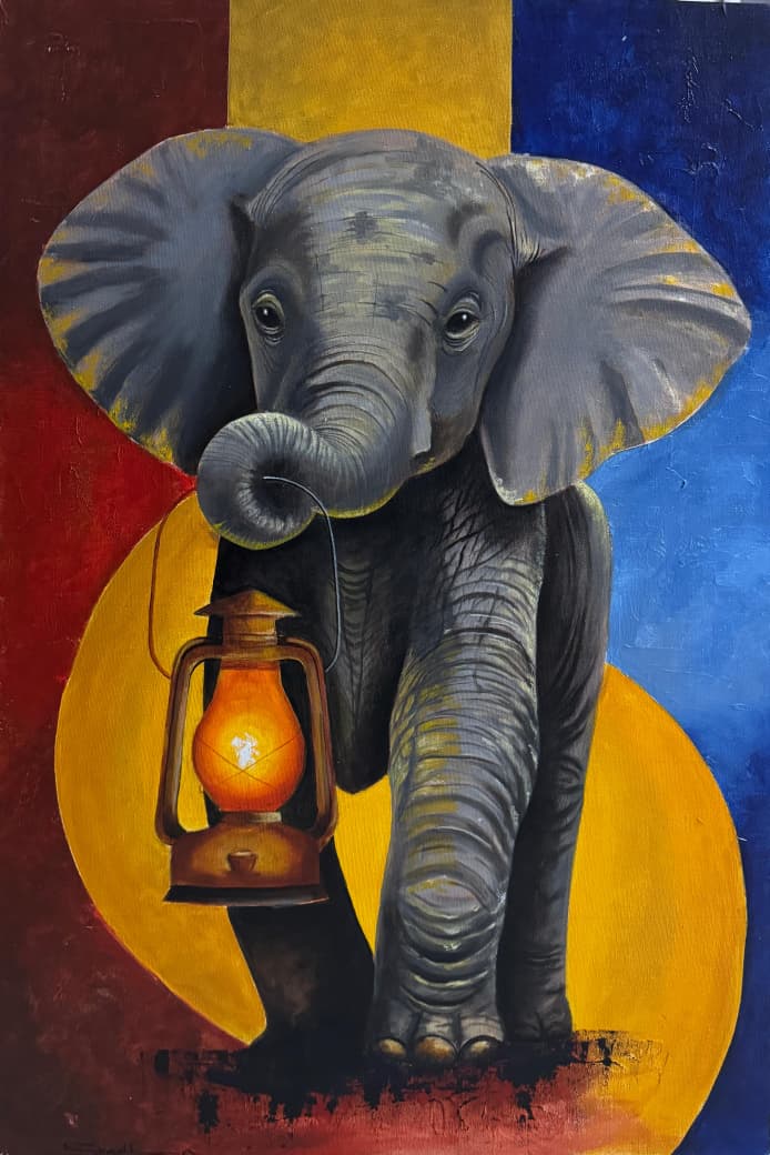 The Light that Leads by Sradha Nidheesh, elephant with glowing lantern