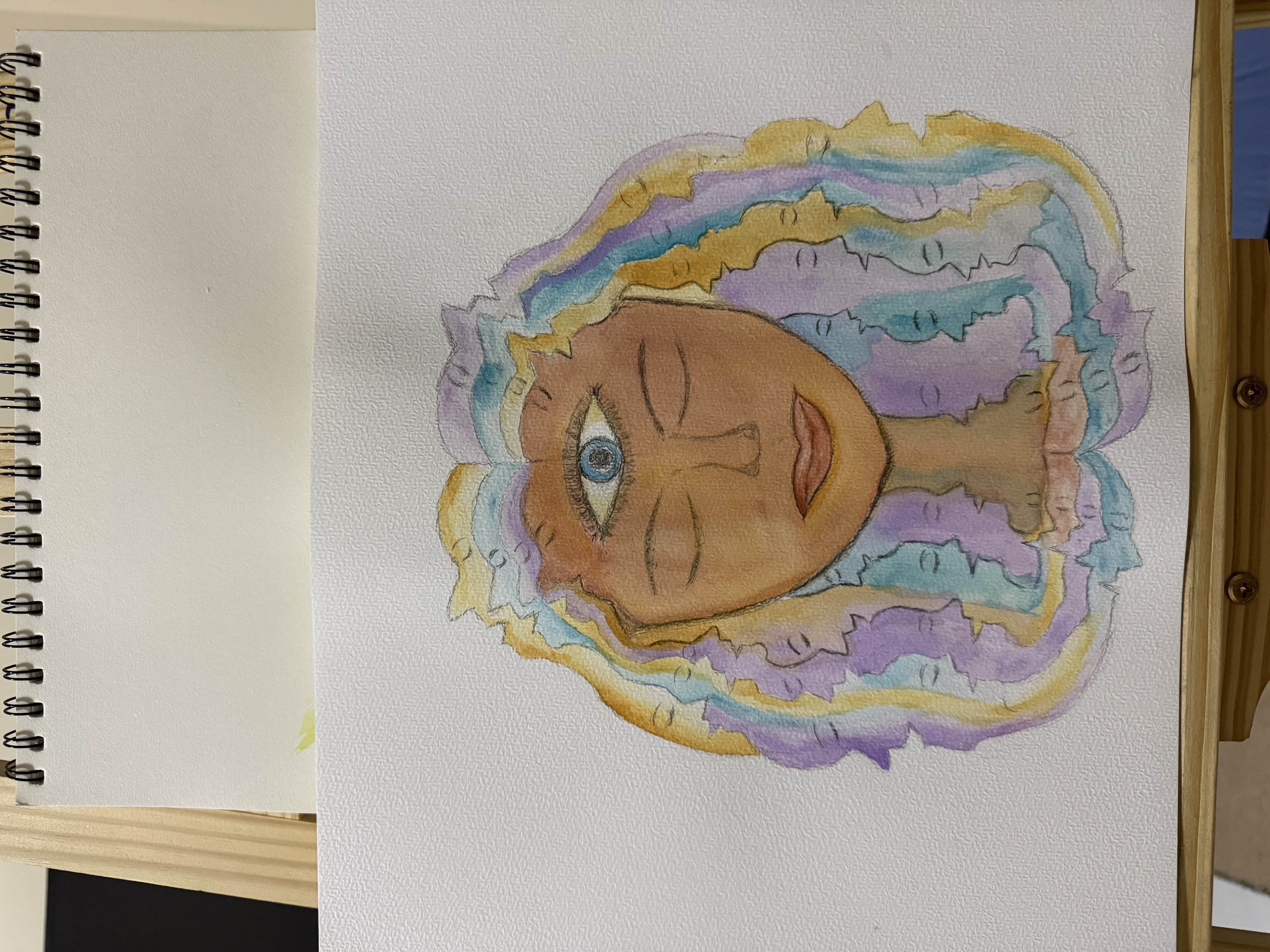 Layers of me by Rosario Lopez - serene face with third eye and colorful layers