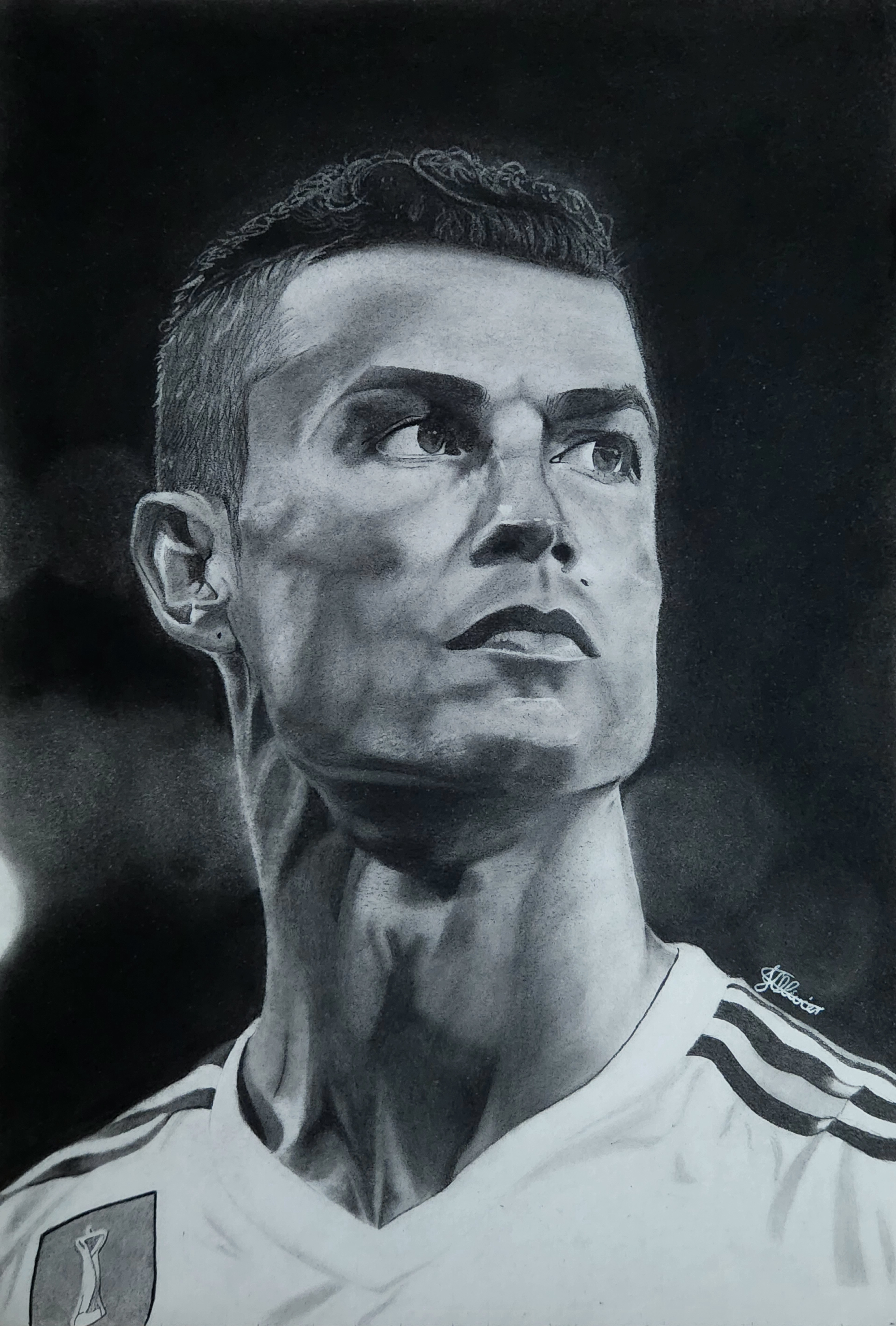 Christiano Ronaldo by Janelle Olivier - realistic portrait of male figure