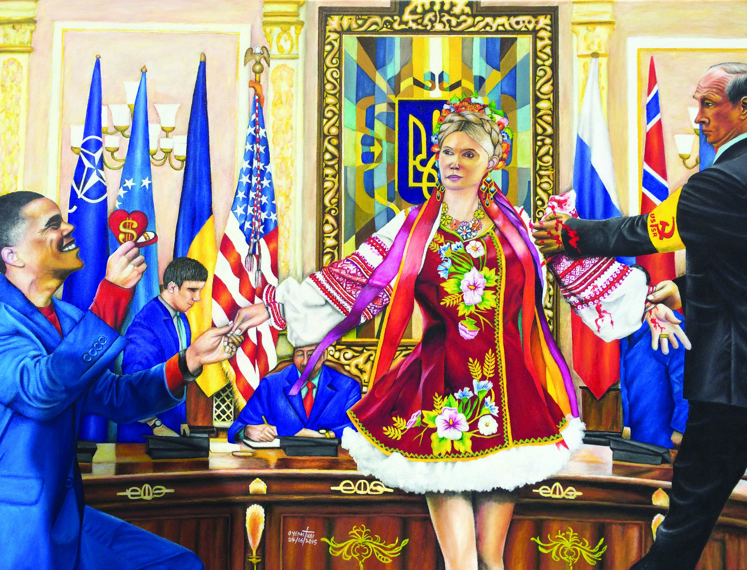 UKRAINE: The Unfortunate Bride by O Yemi Tubi, a woman in Ukrainian bridal attire with vibrant flowers