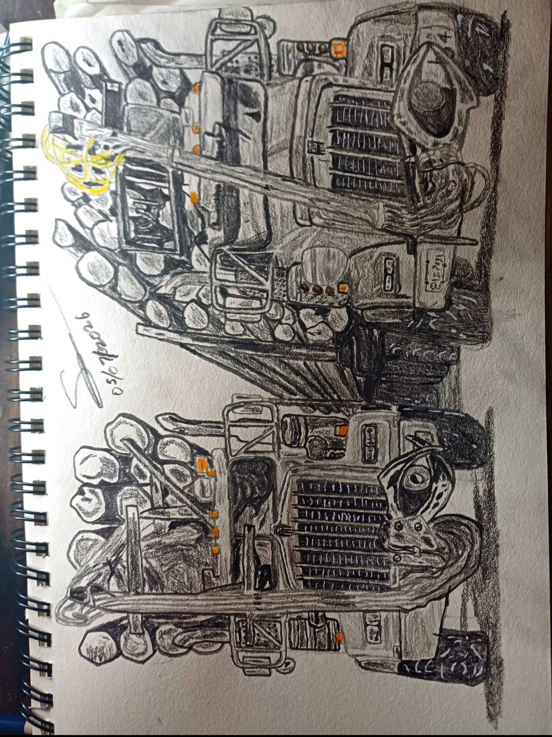 Lumberkings by Siphesihle Nkabinde, detailed logging trucks filled with logs