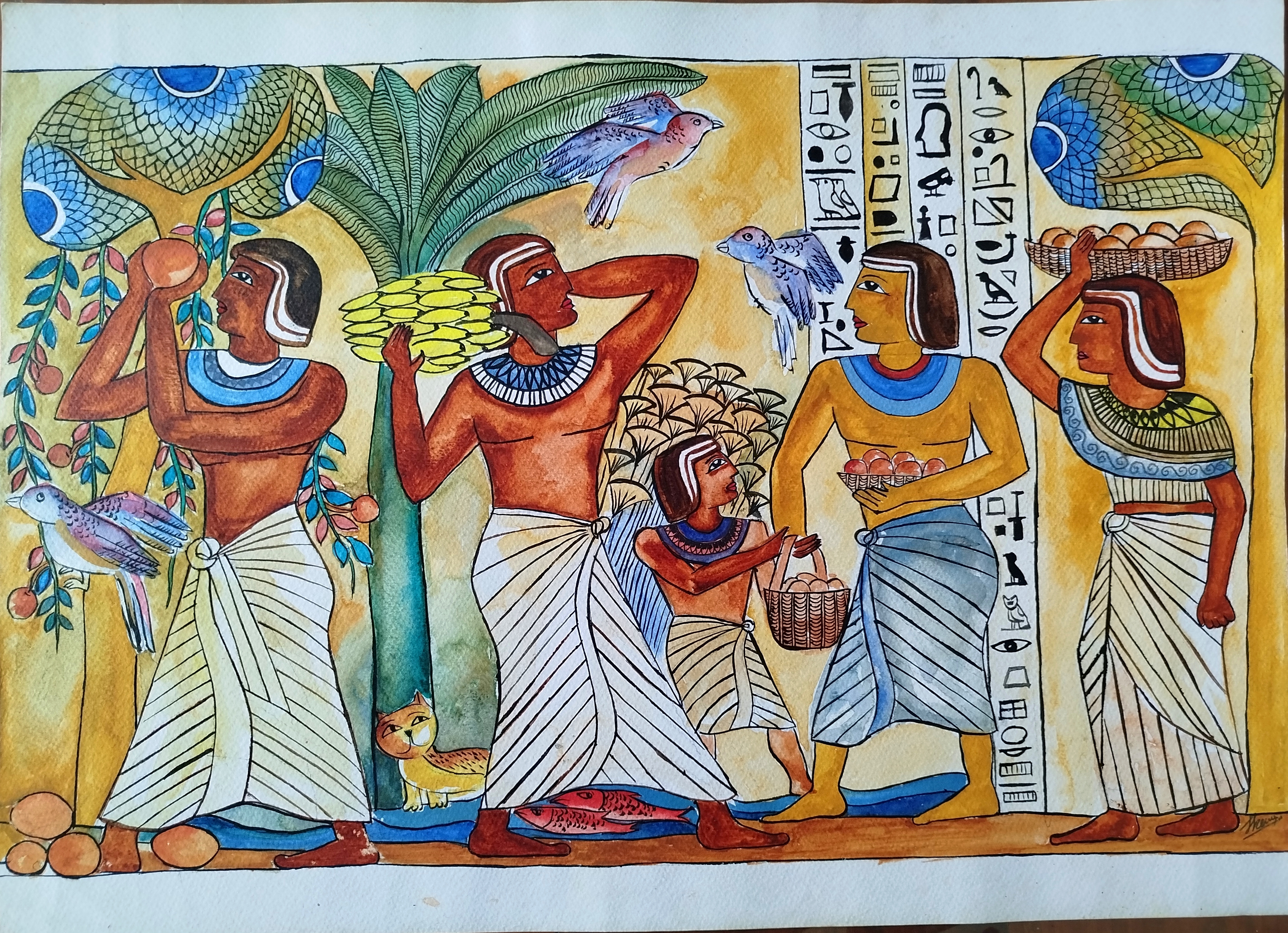 Ancient Roots,New Horizons by S.M.T.D.Samarakoon, featuring Egyptian figures and a palm tree