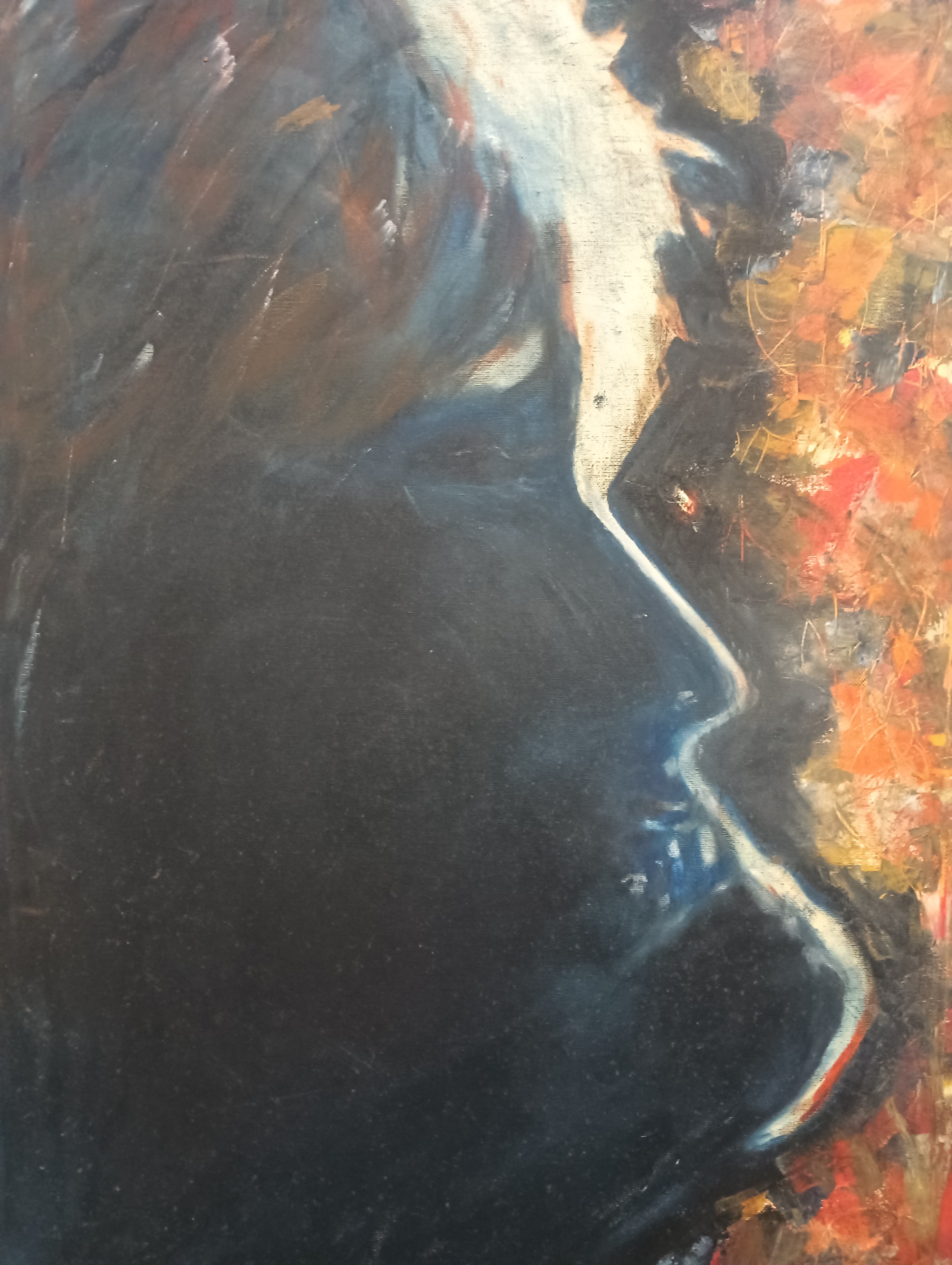 Calling by Sim Ming Fook, a face emerging from dark to warm colors
