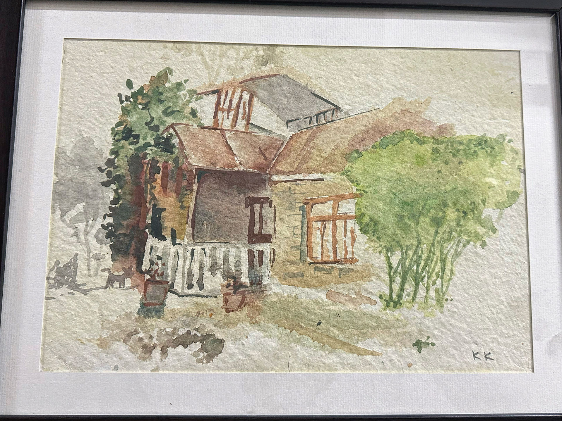 Simple water color village sce