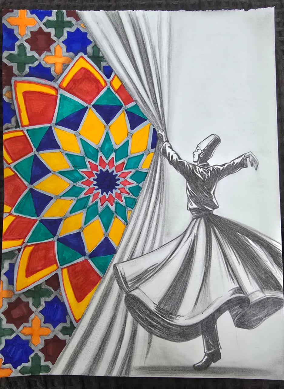 Unveiling of the Soul by Washma Ahmad, featuring a whirling dervish