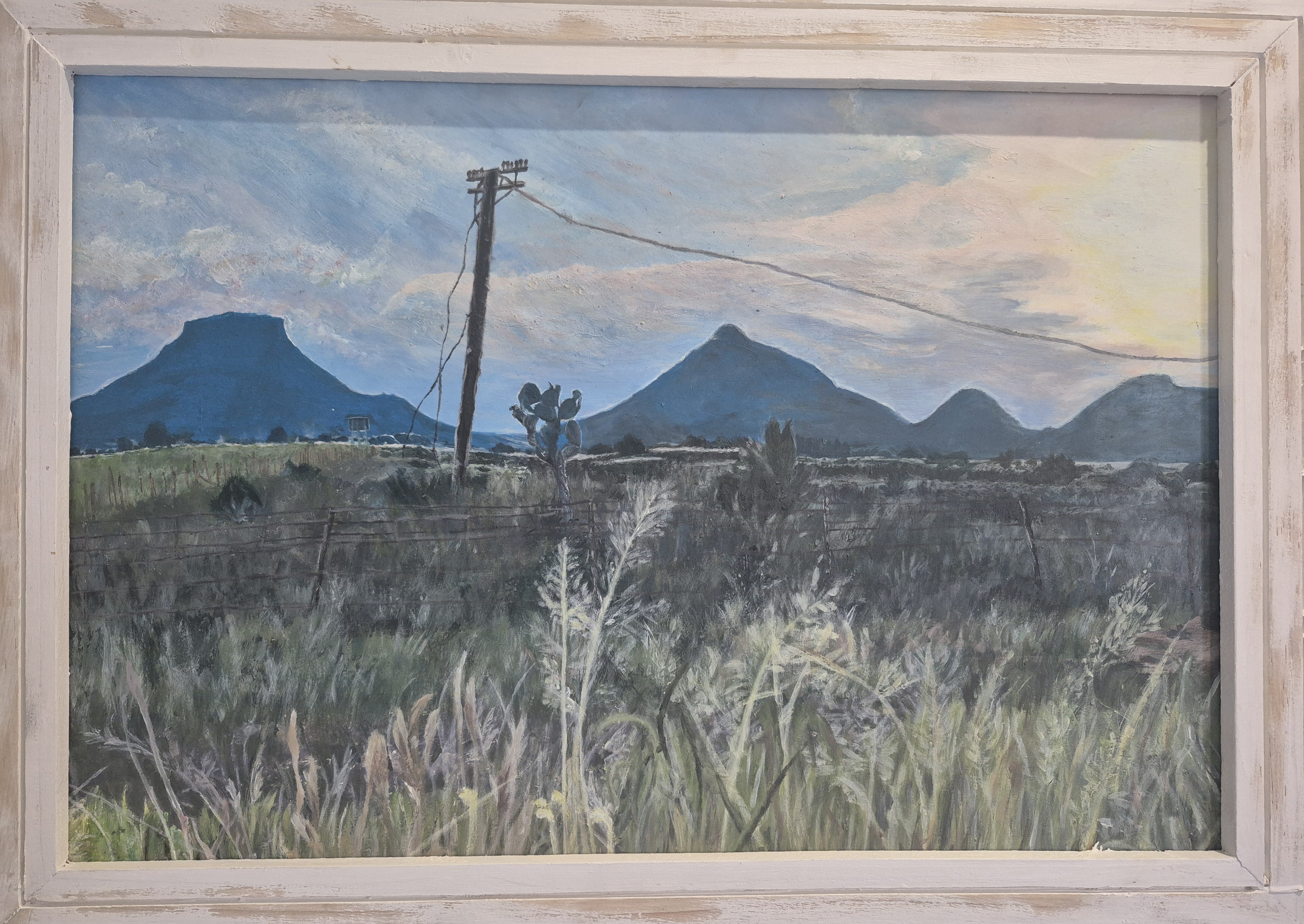 Karoo sunset by Anuschka de Jager - silhouette mountains against pink and blue sky
