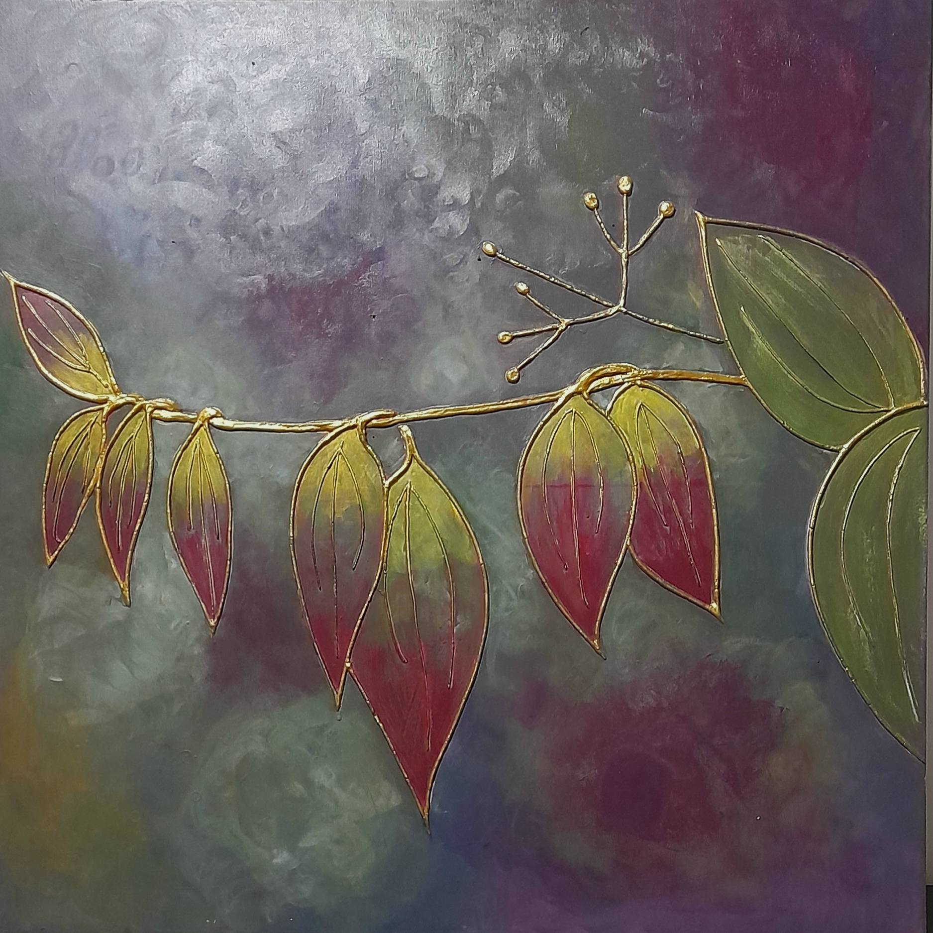 Moonlit cinnamon by V A Achini Indika, showcasing moonlit cinnamon leaves