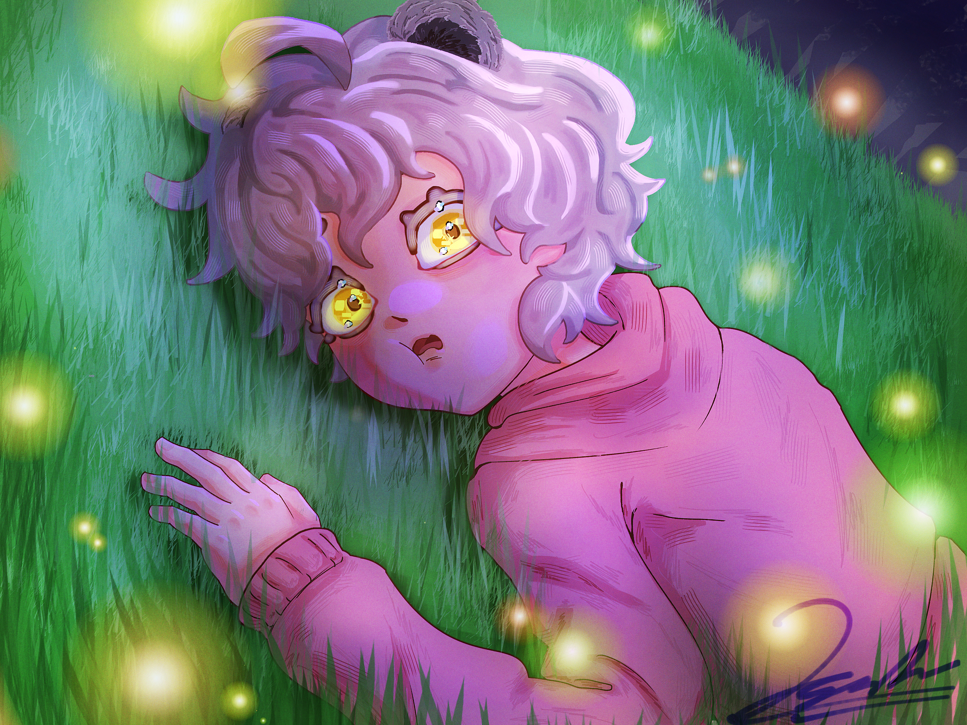 2nd persona code name: Koala by Jesslyn mansyl, featuring a character with curly white hair and koala-like ears under a night sky.