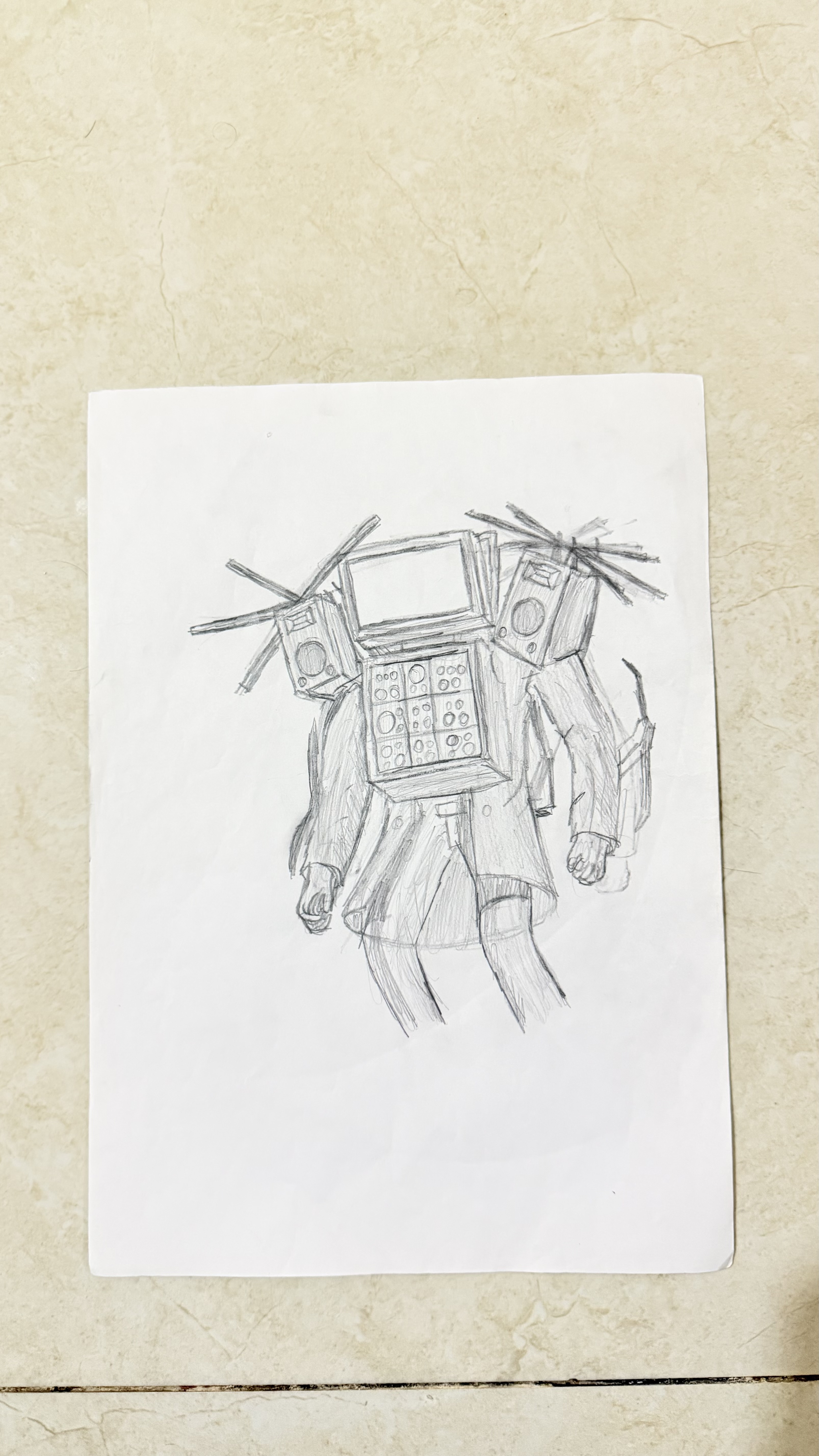 CARTOON CHARACTER by MUHAMMAD NAHYAN - pencil sketch of cartoon robot