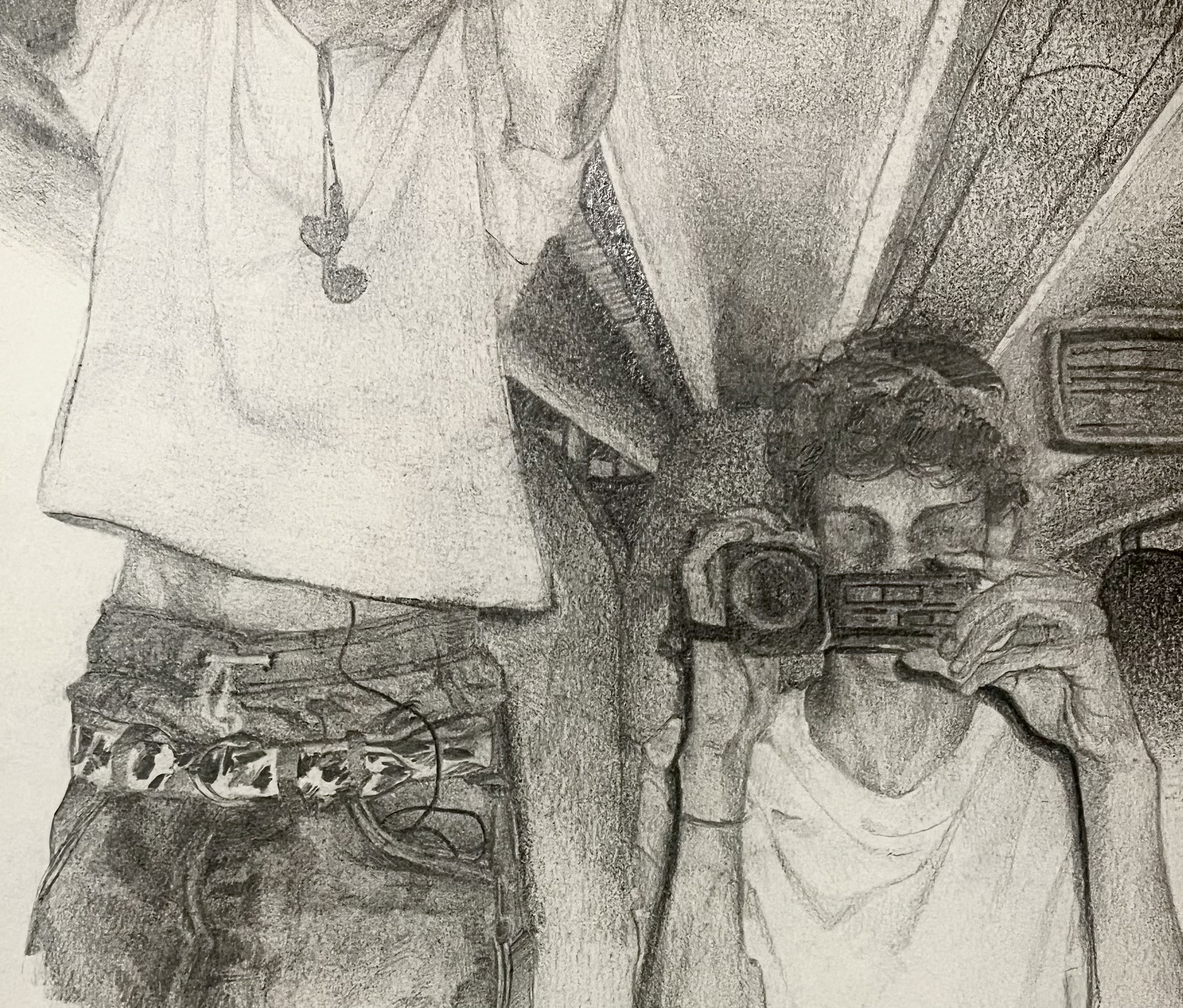 Observational by Asma Mustafa, pencil drawing of two individuals