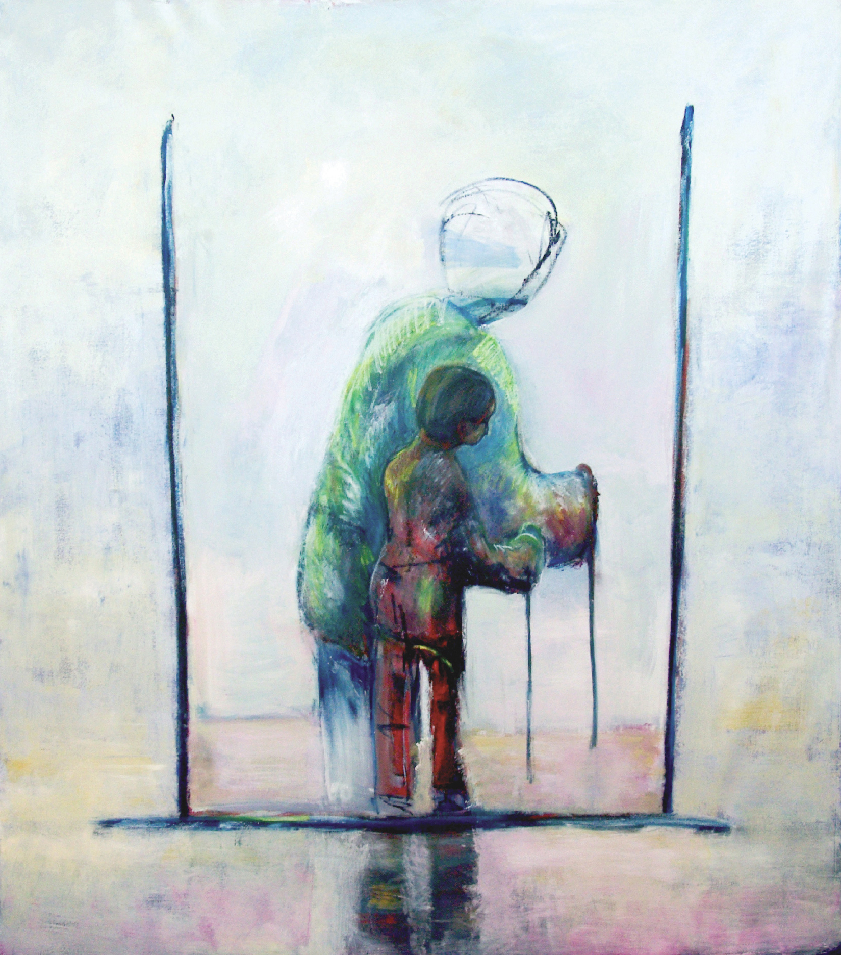 Journey by John Domont, depicting two figures connected against an abstract background