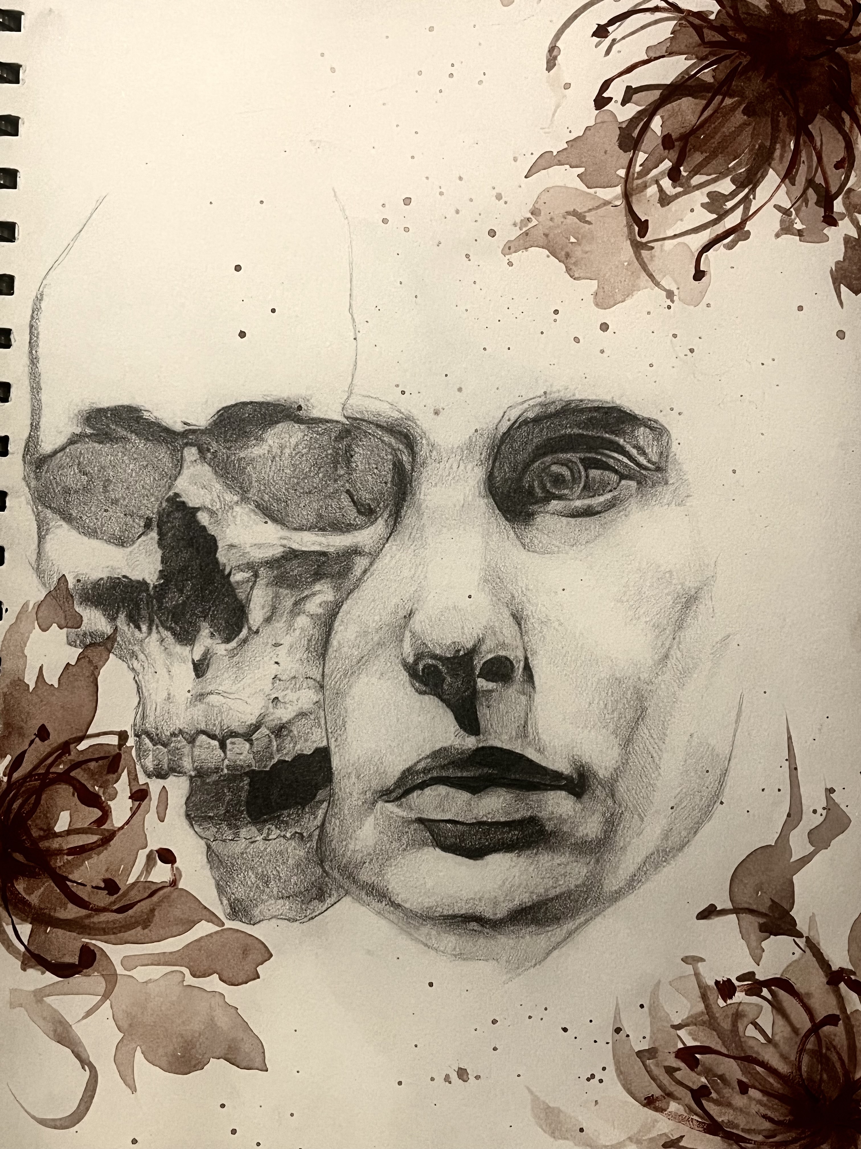 Half life portrait by Asma mustafa - juxtaposition of skull and face