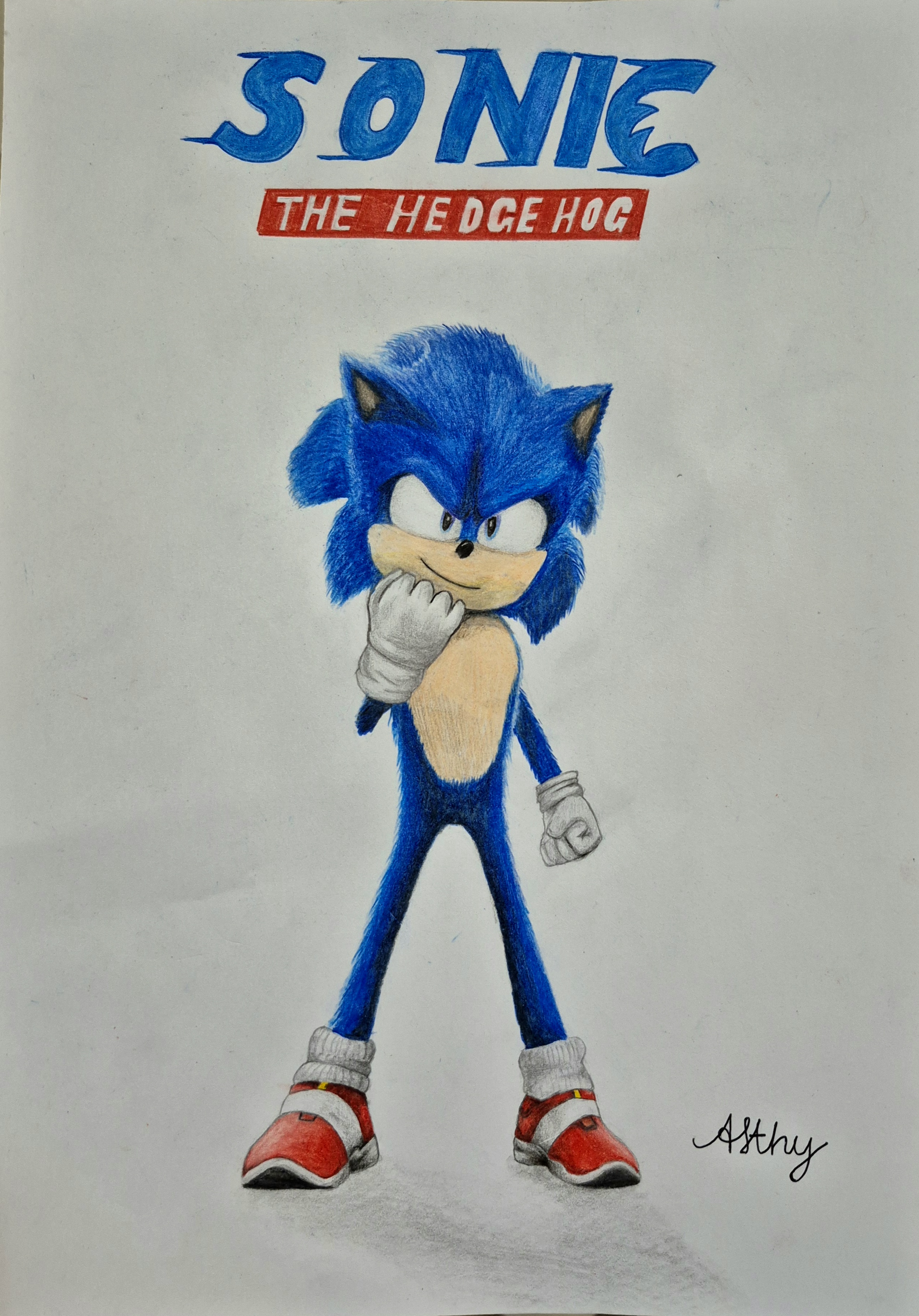 Sonic The Hedgehog by Afthy Sharaf Mohamed Rusfan, featuring the iconic blue character in a determined stance