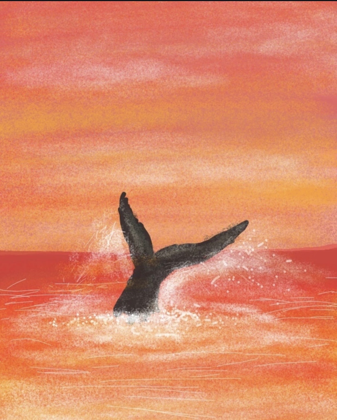 52 Blue by Shavera Tashali Jayathilake - silhouette of a whale's tail at sunset