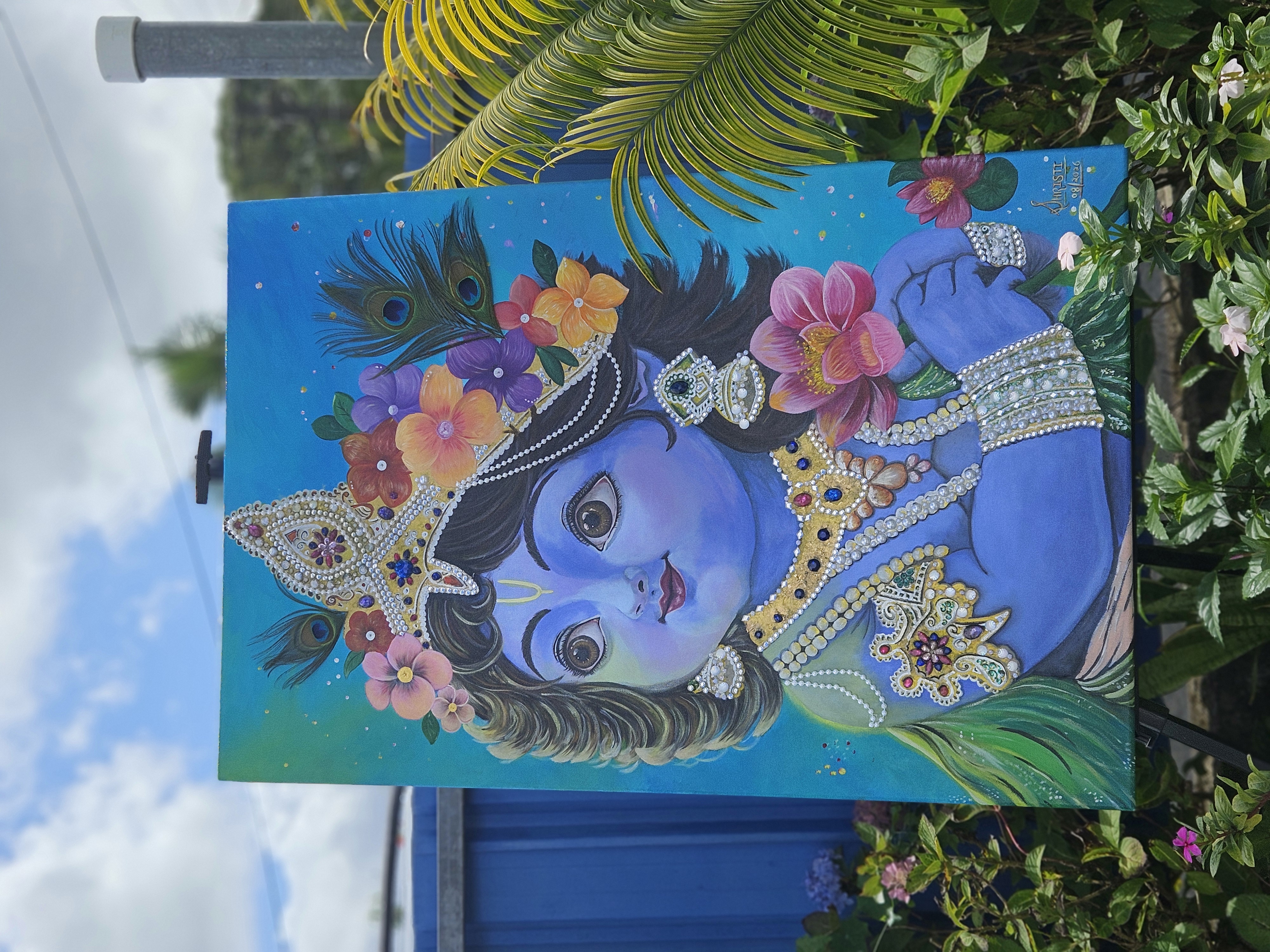 Nandlala - The Enchanting One by Shristi Synthia Prasad, depicting Krishna with intricate jewelry and serene expression