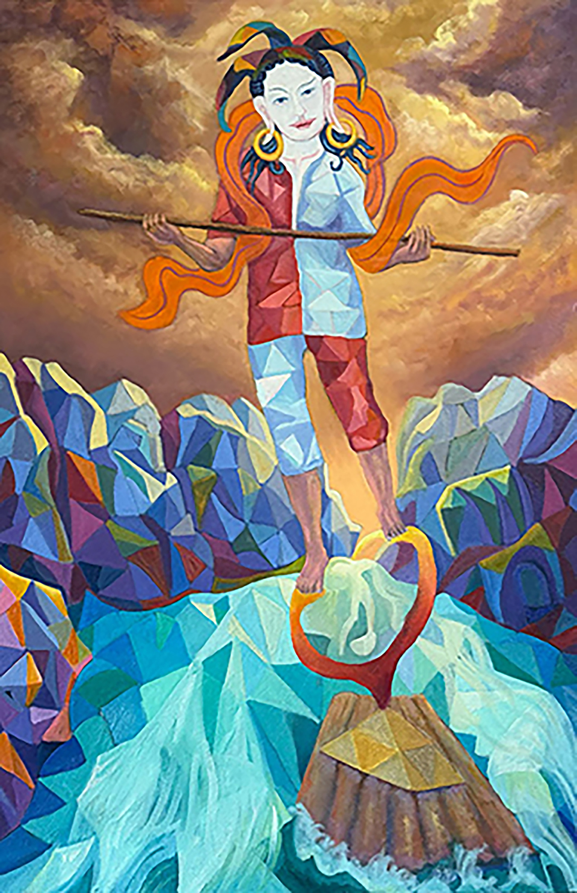John Domont by John Domont, featuring central figure with vibrant patterns and bright orange hair