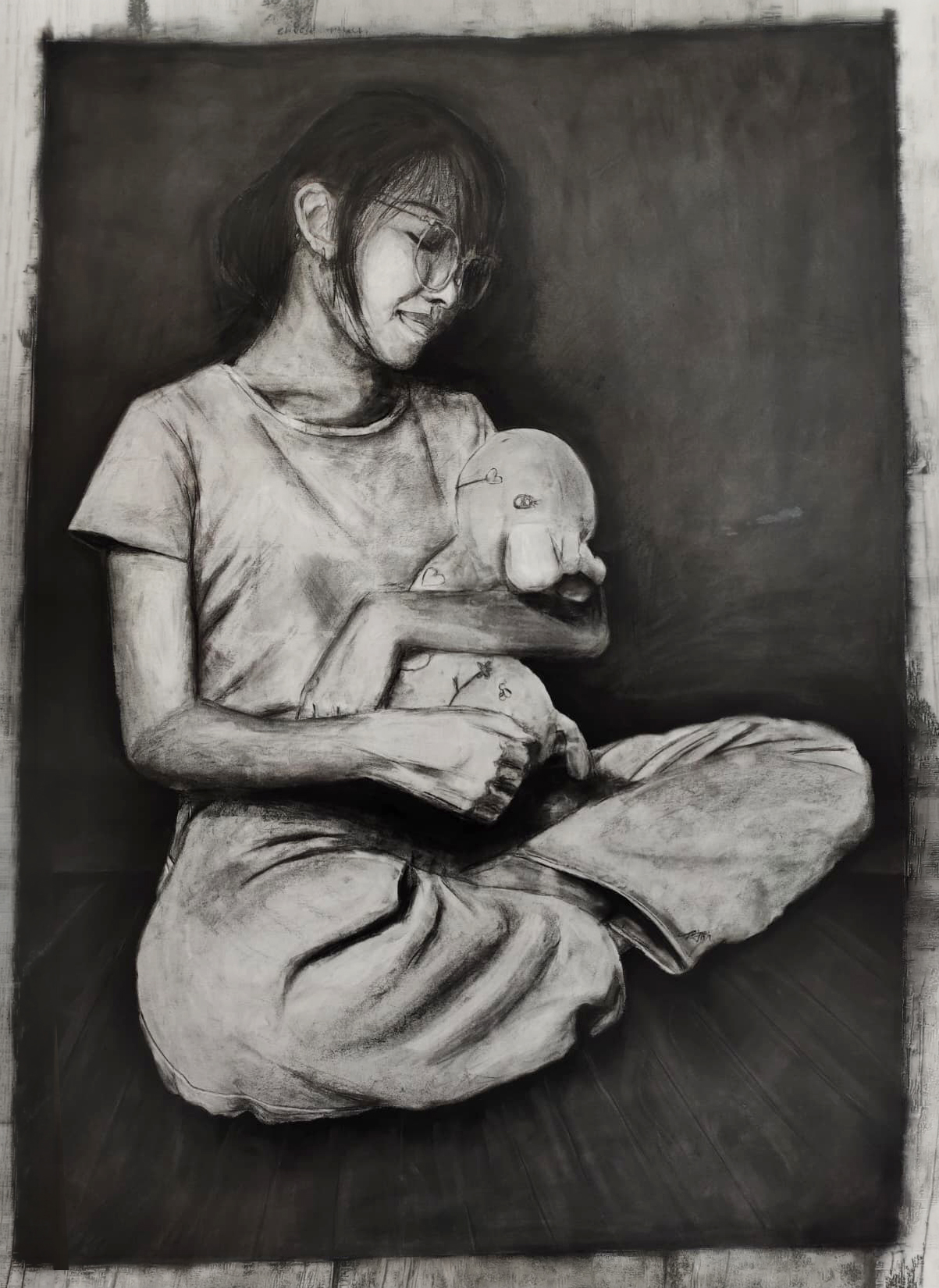 Portrait Of My Sister by Chen Xuan Hao Canden, young woman with toy duck