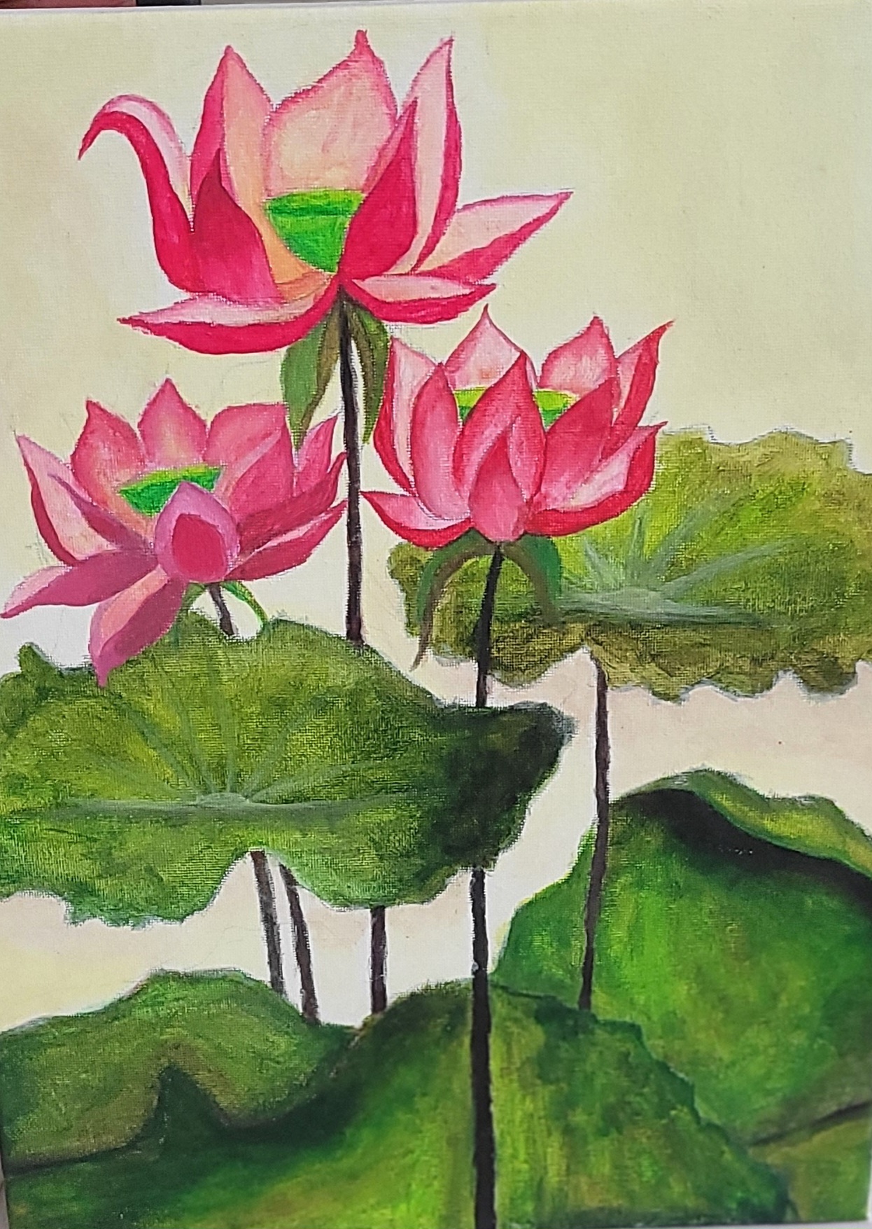Lotus by Chryslyn Giselle Pacheco, featuring vibrant pink flowers and lush green leaves