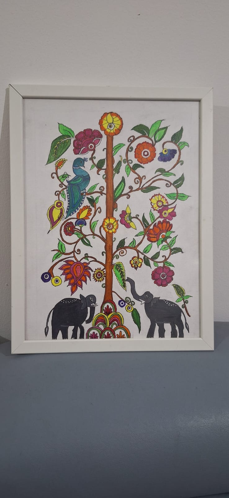 Kalamkari Art by Bhuvana somalinga featuring a colorful tree