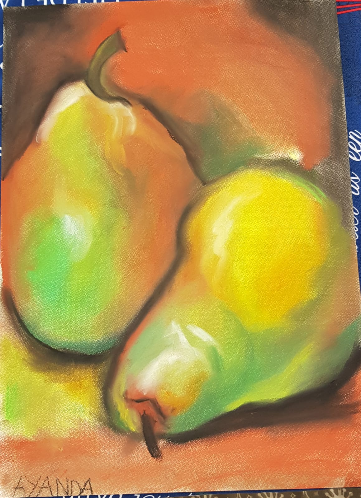 Peach Perfect by Ayanda Mashaba featuring prominently depicted pears
