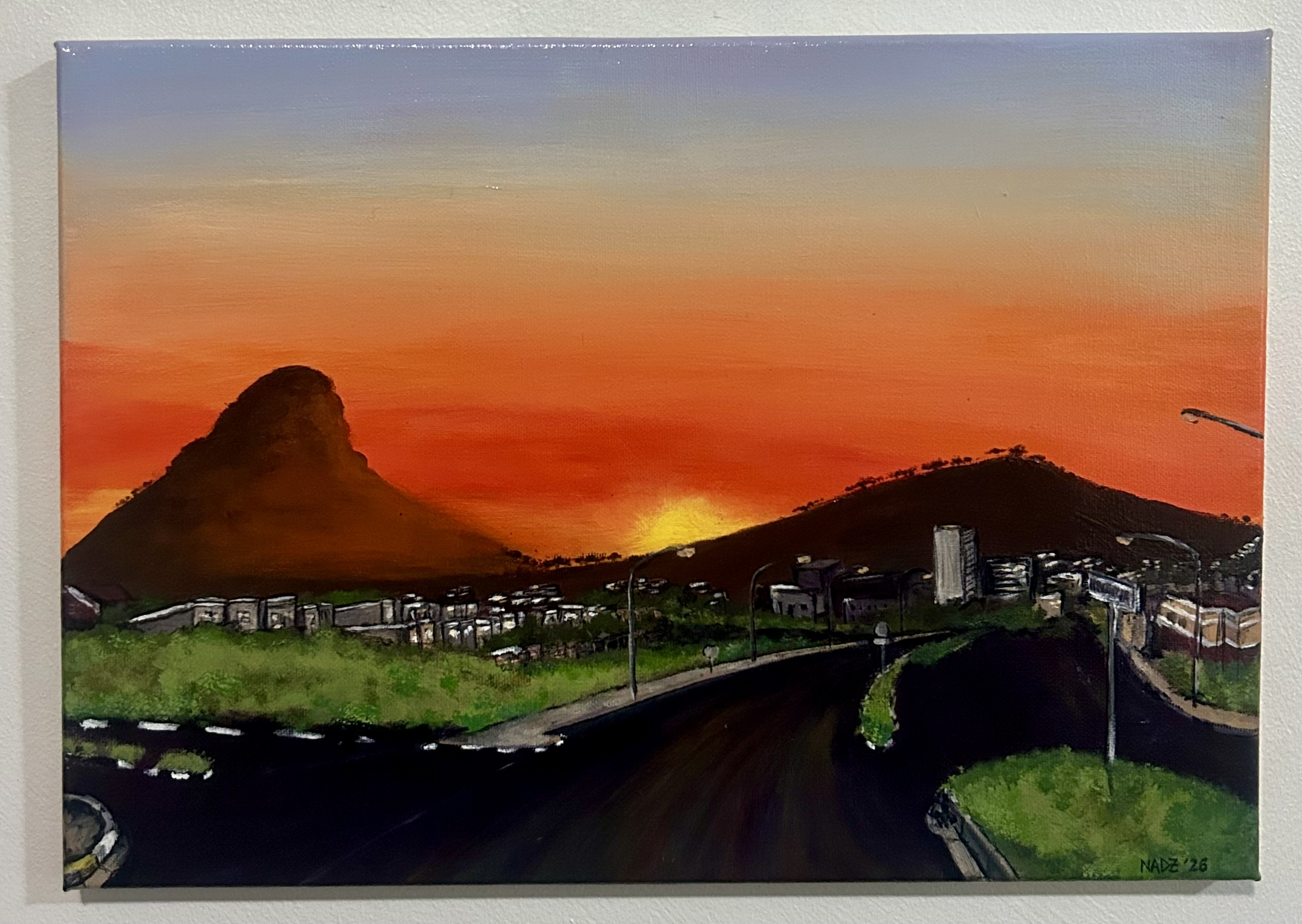 Sunset on Hanover street by Nadiya Mahomed - vibrant sunset over Cape Town