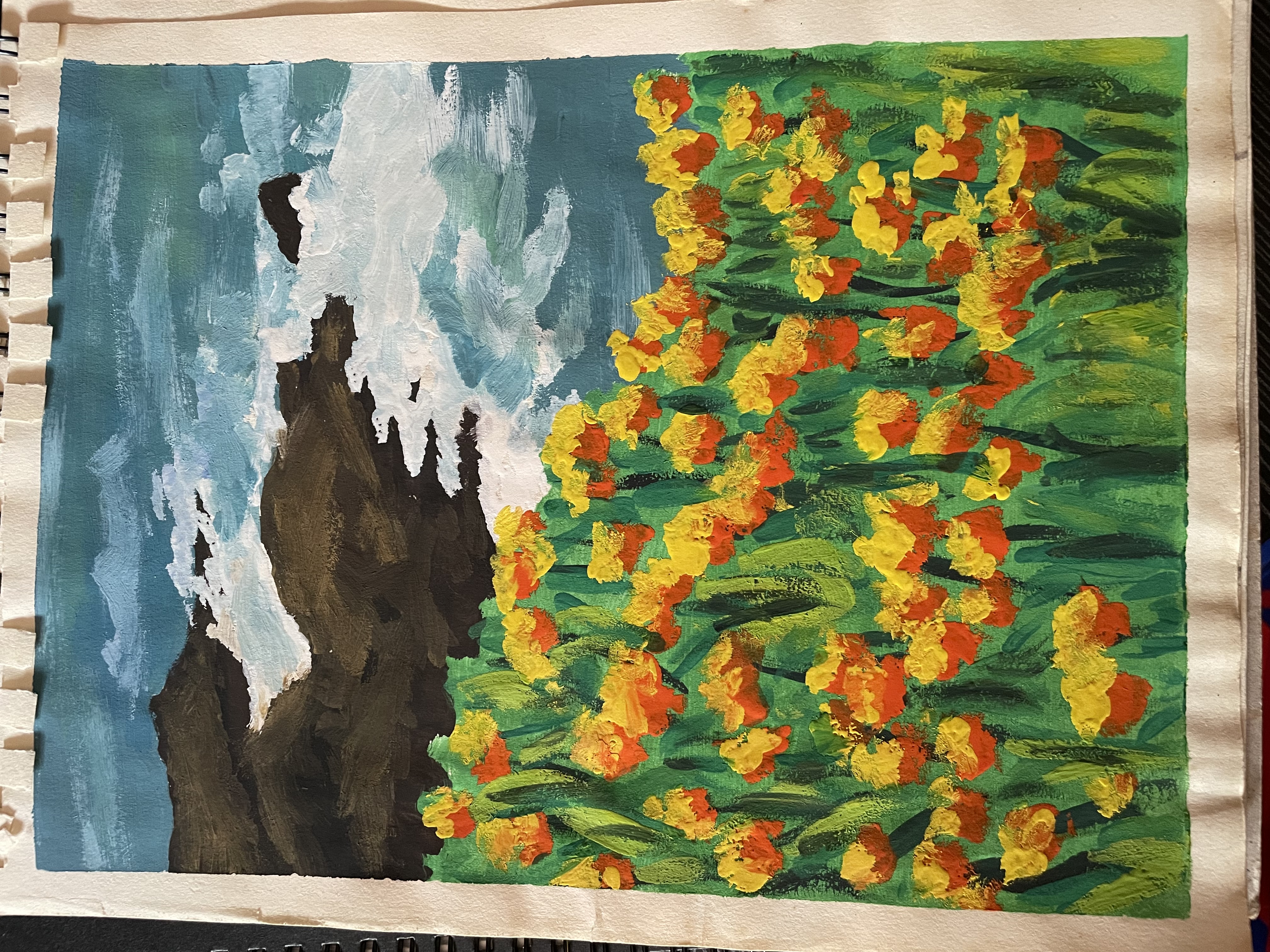 wildflowers bloom all along the shore by NUR AQILAH NABIHAH ANUAR - field of wildflowers by the ocean