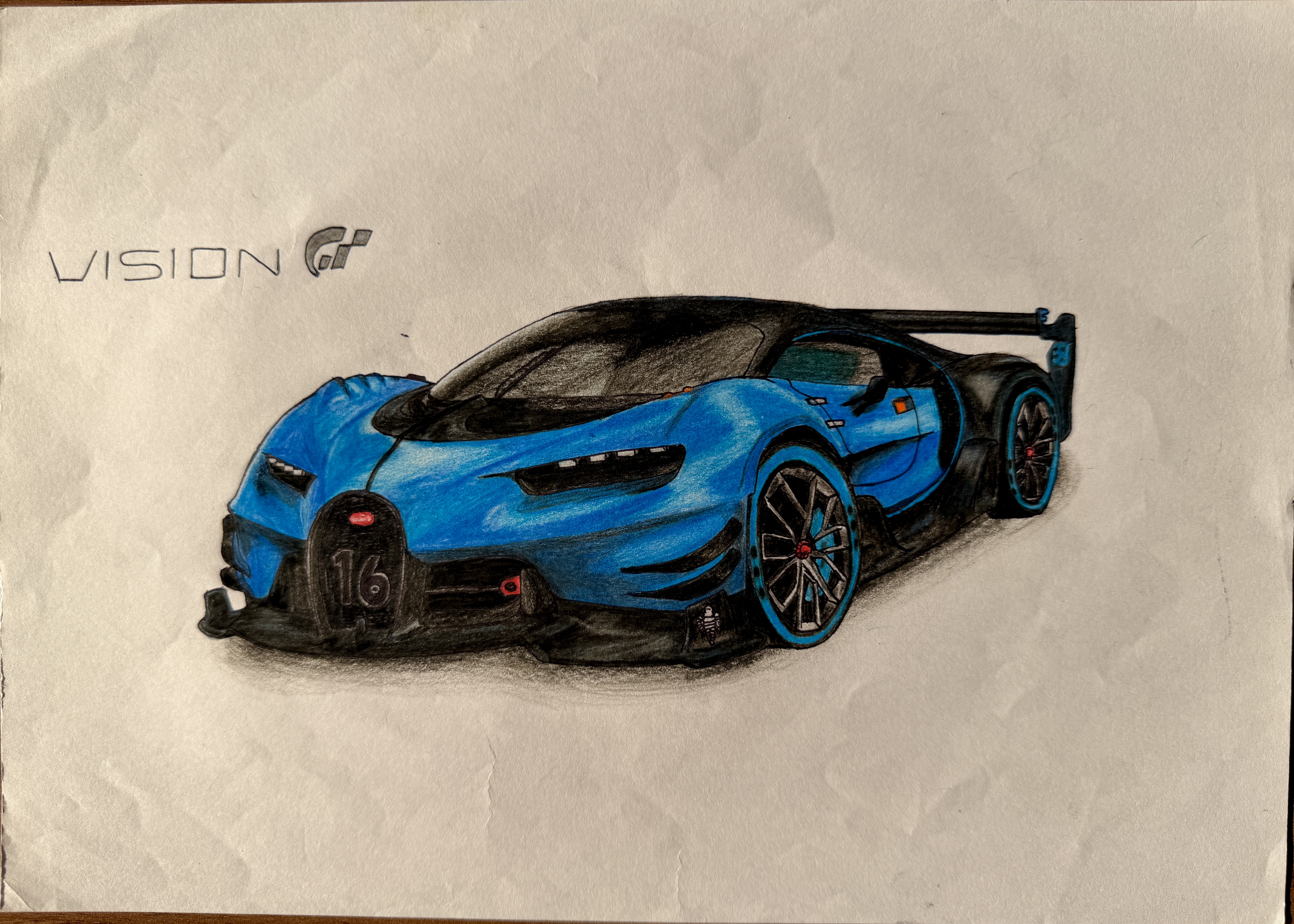 Bugatti Vision Gran Turismo by Afthy Rusfan, sleek blue aerodynamic design