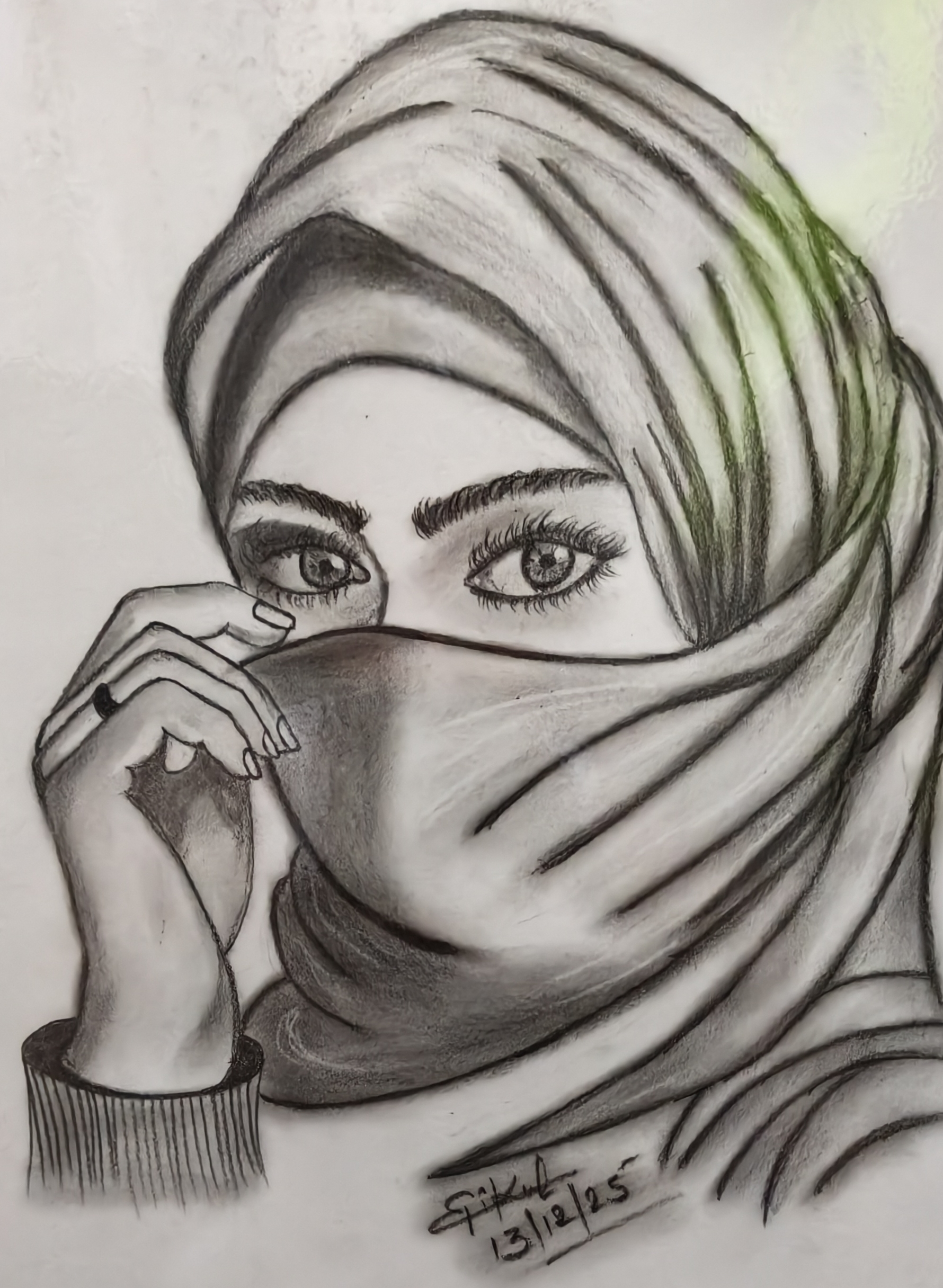 “A Veil of Faith, A Soul of Grace” by bikul kamboj, portrait of a veiled woman