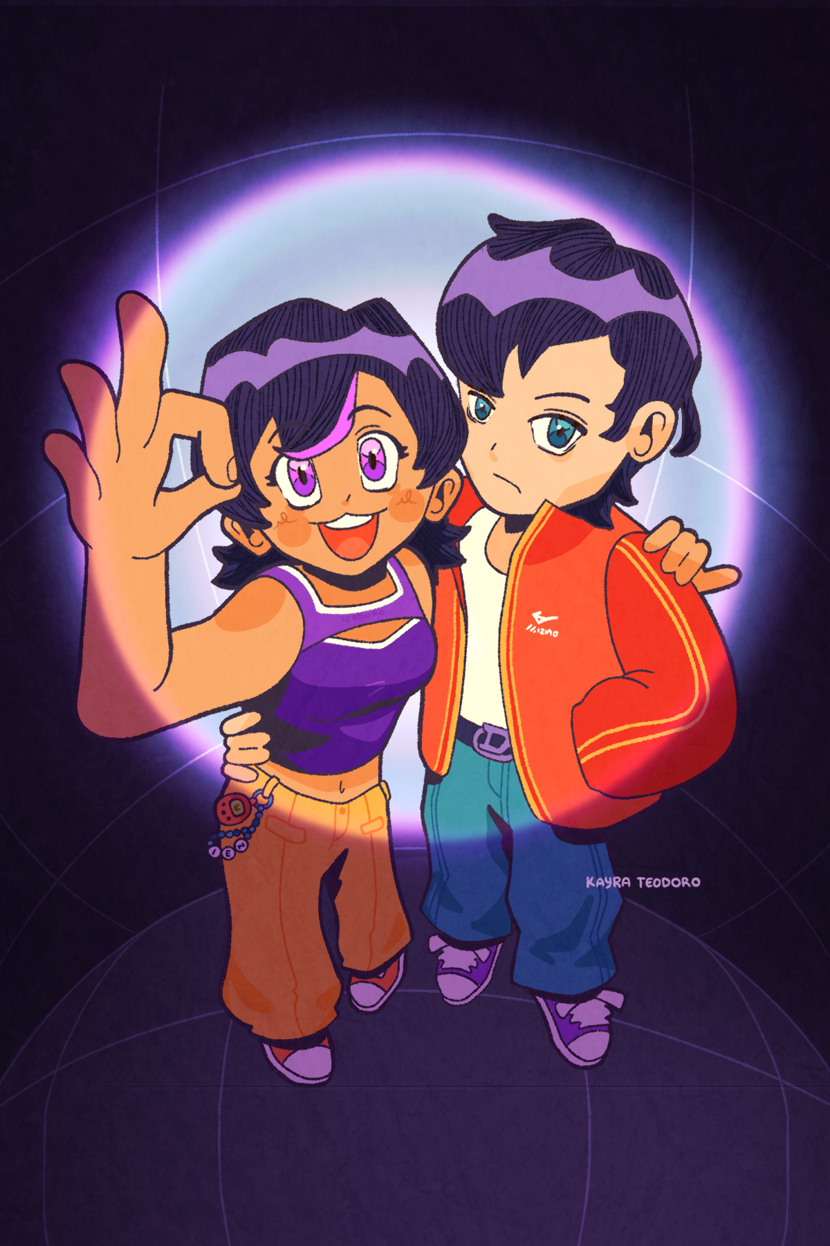 Emyra & Damien by Kayra Teodoro, animated characters with glowing circle