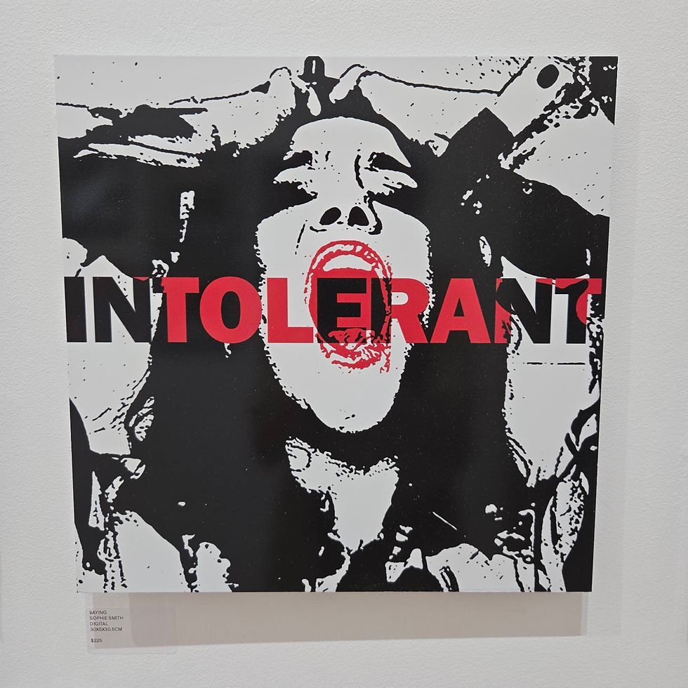 Caption Of Artwork: What happens when an important person in your life doesn’t allow you a voice? Pent up fury, that’s what. The word “intolerant” – which this important person labelled me with – has long lurked in the back of my mind; now it’s upfront, giving me the voice that I didn’t have in the moment.
