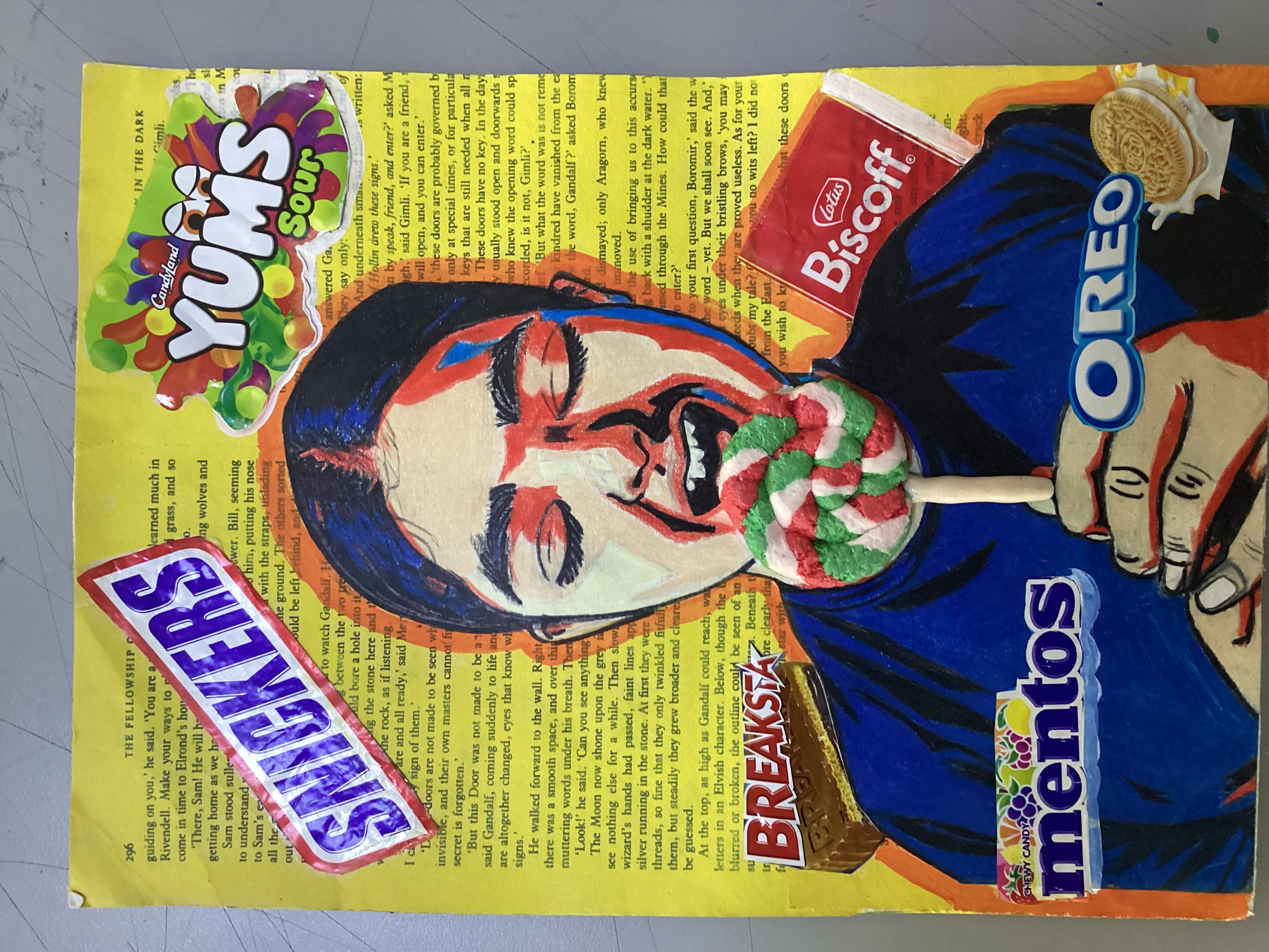 Sweet Temptation by Yonna Sharma, vibrant self-portrait with candy