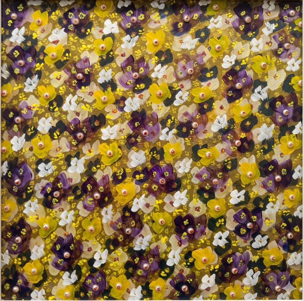 Al-Salam (The Peace) by Zulfaqar Ali, vibrant floral motifs in acrylic