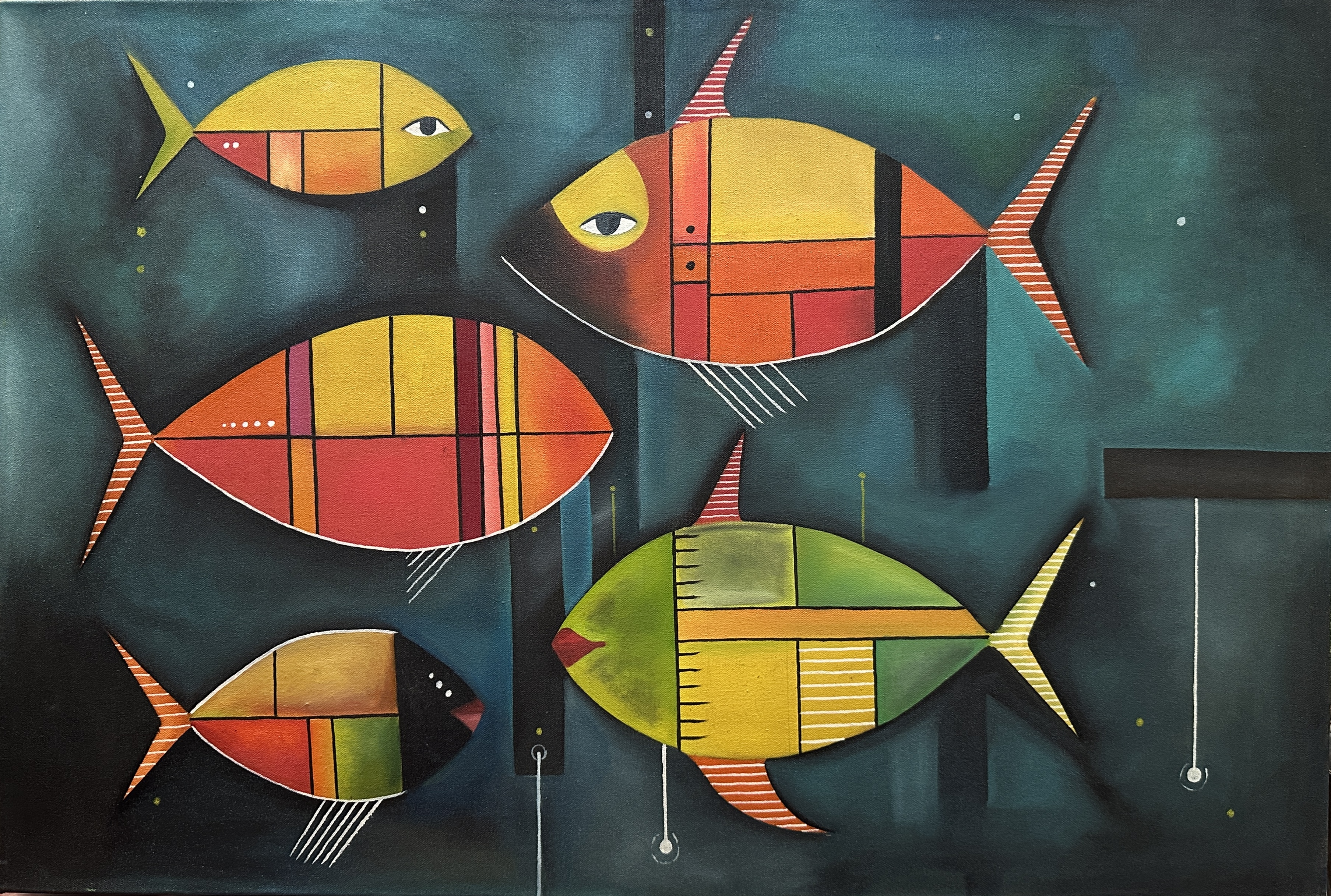 Expectation by Ashraff mohamed Aaisha showcasing colorful geometric fish