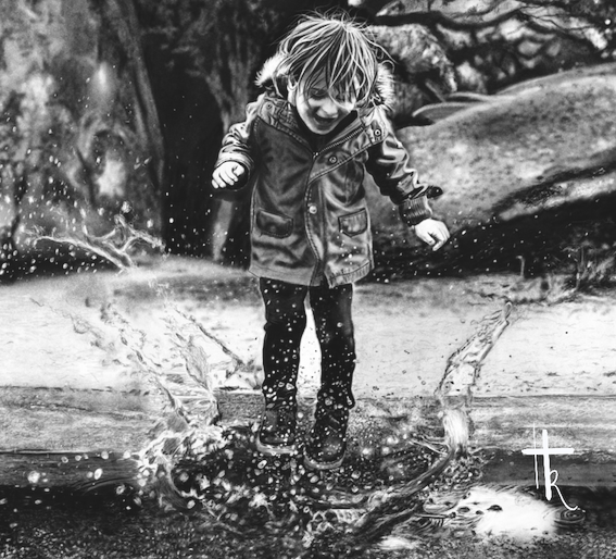 Joy by Hannelie Klopper, child jumping into puddle