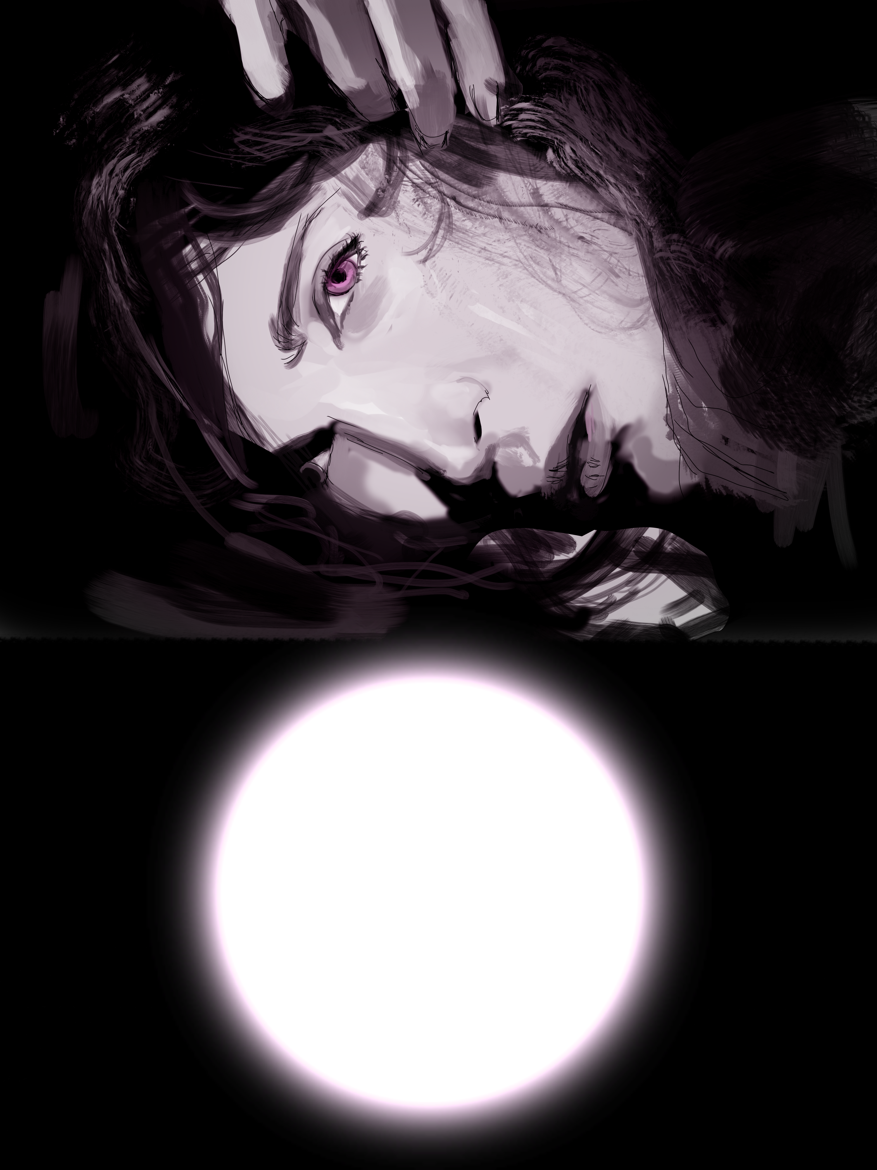 Violet gleam by Mariam Mansour, close-up portrait with violet hue