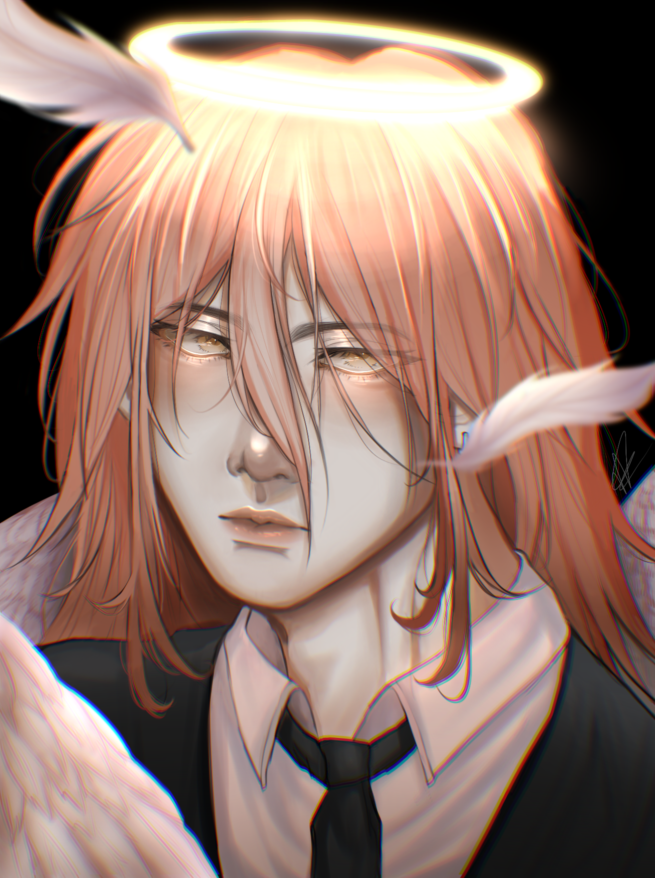 Angel Devil by vretika dhanak, character with orange hair and halo
