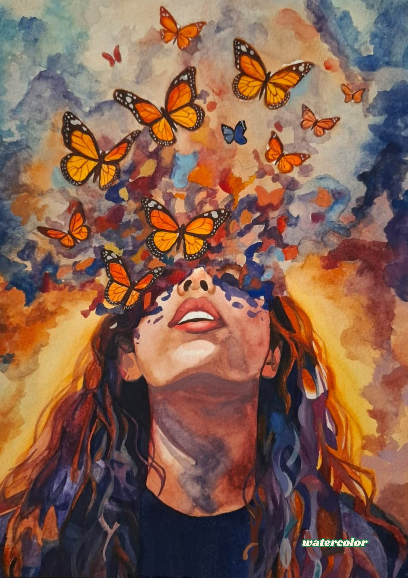 WEIGHTLESS by Navya Sahu featuring butterflies emerging from a face
