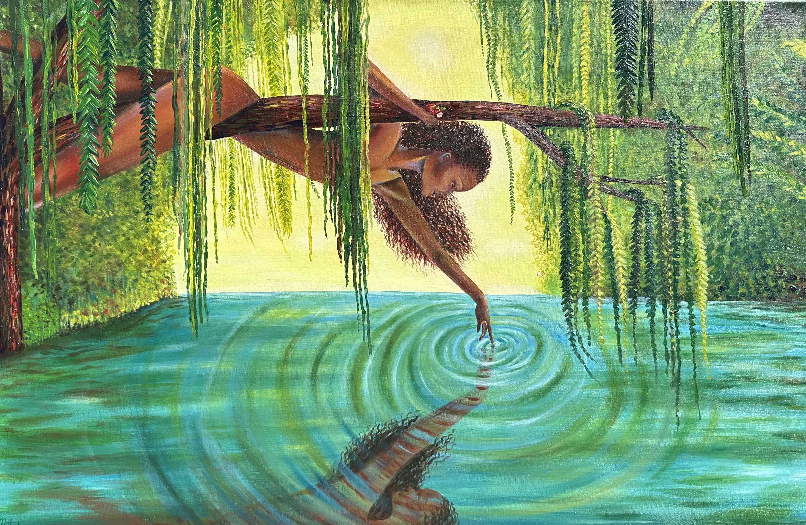 Eve’s creation by Joëlle Nuulimba - woman reaching over water with reflection