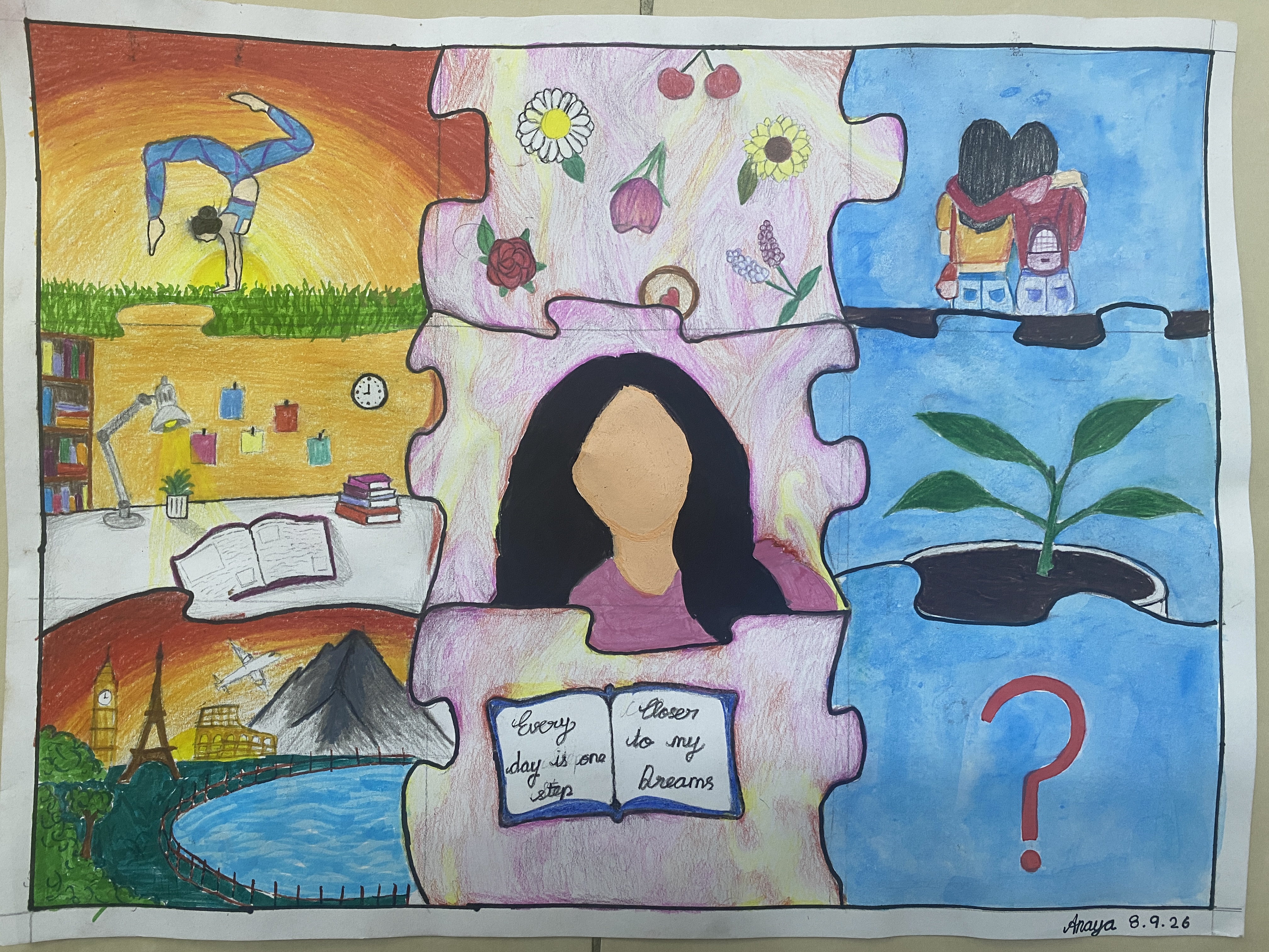 My Story in Picture by Anaya Upganlawar - mixed media jigsaw design