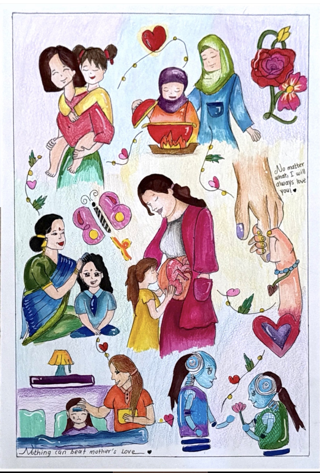 Unconditional Bond by Ramesh Swastika, vibrant scenes of mothers and children