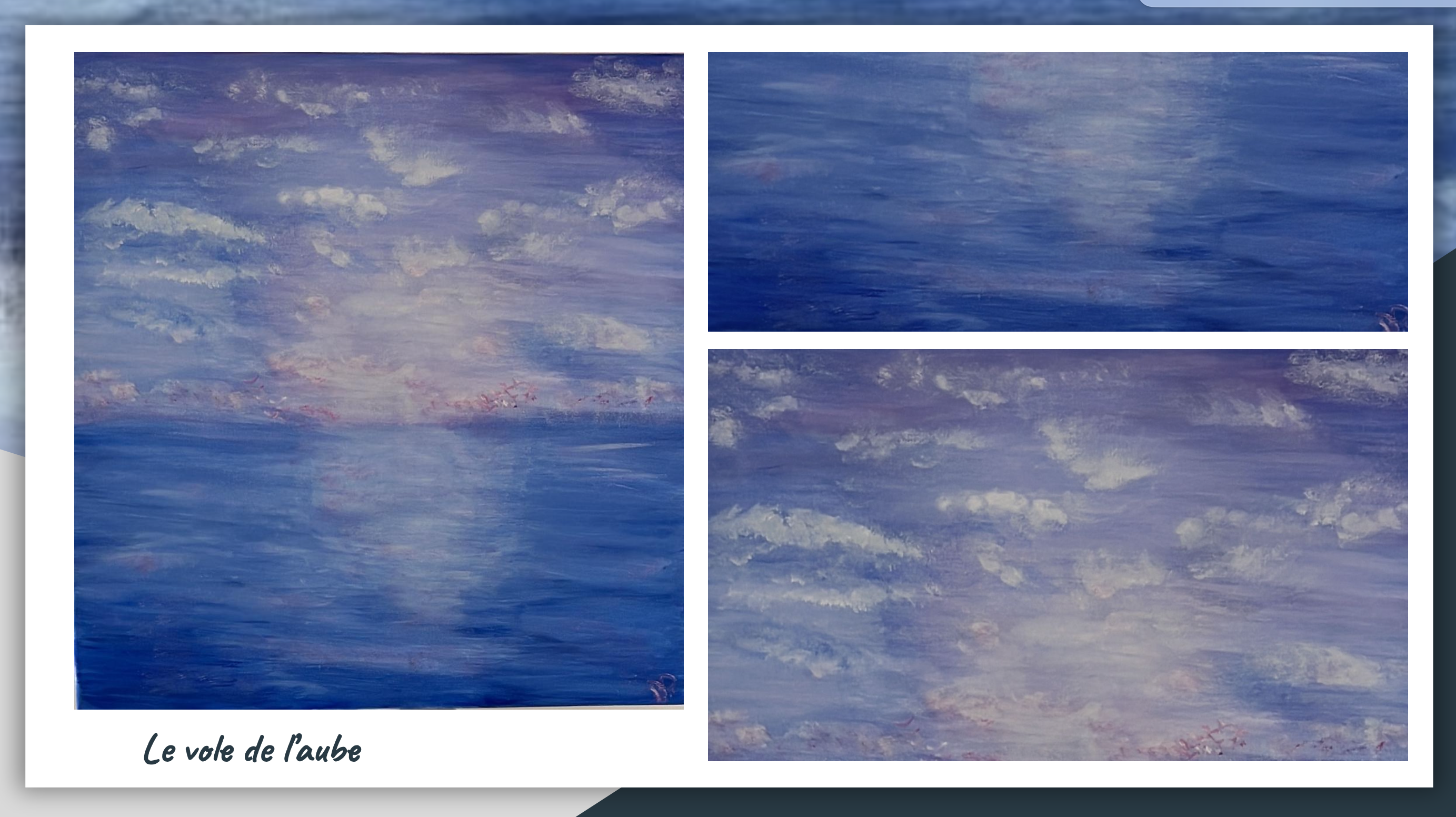 Le vile de l’aube by Odette Bossolo, featuring watercolor sky and water