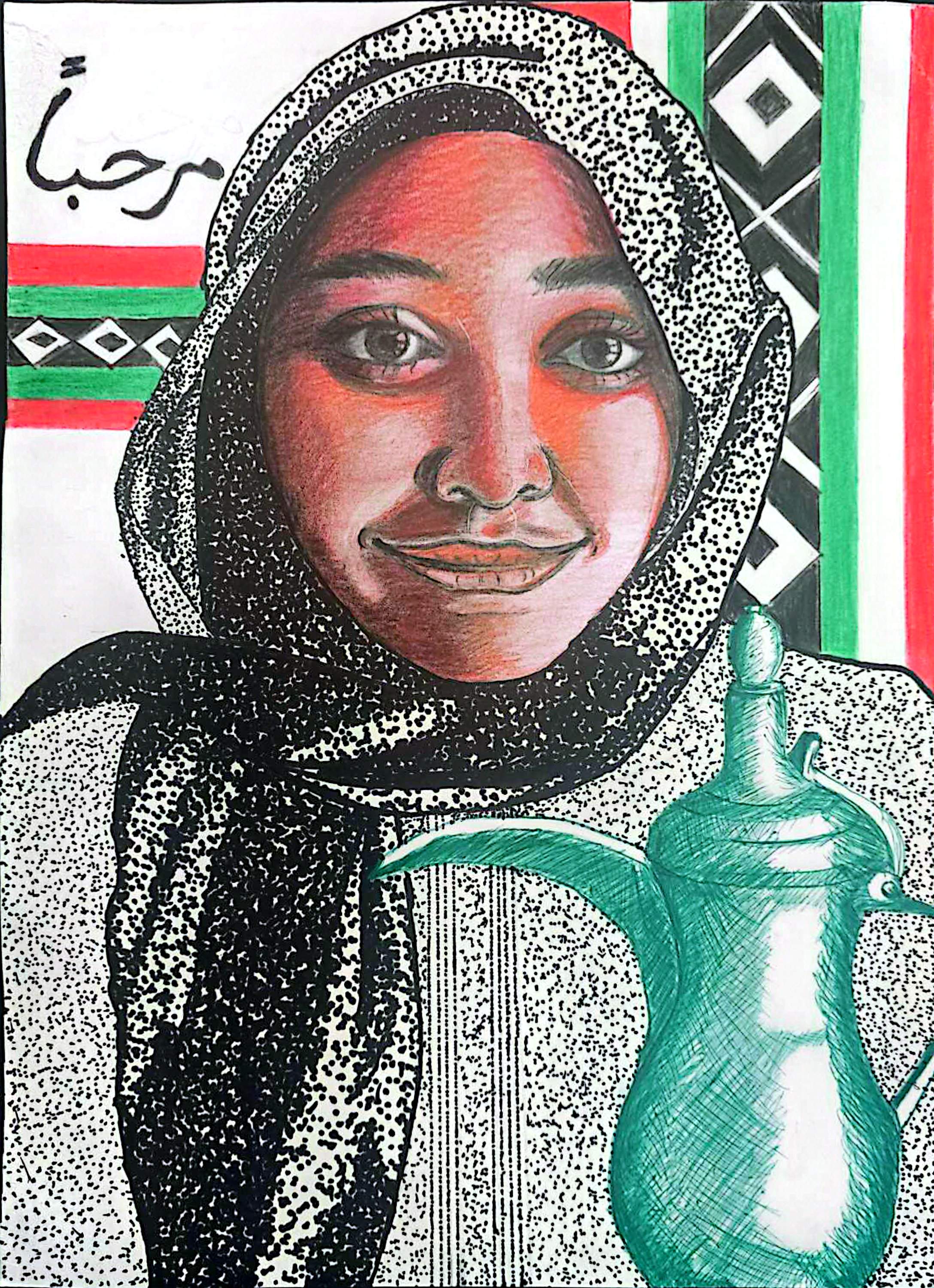 Heritage in link by Freya Tavadia - portrait with intricate headscarf