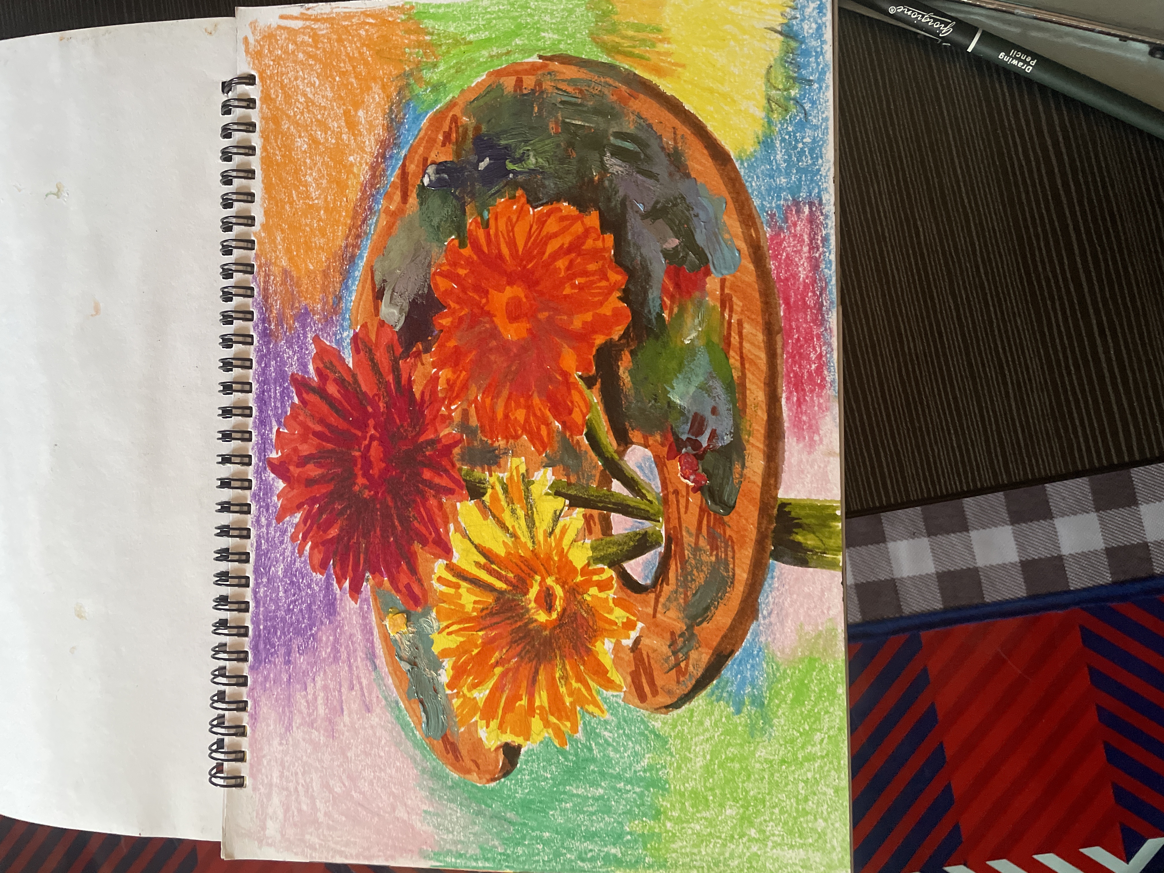 GERBERAS by Nur Aqilah Nabihah Anuar - vivid gerbera flowers in a painter's palette