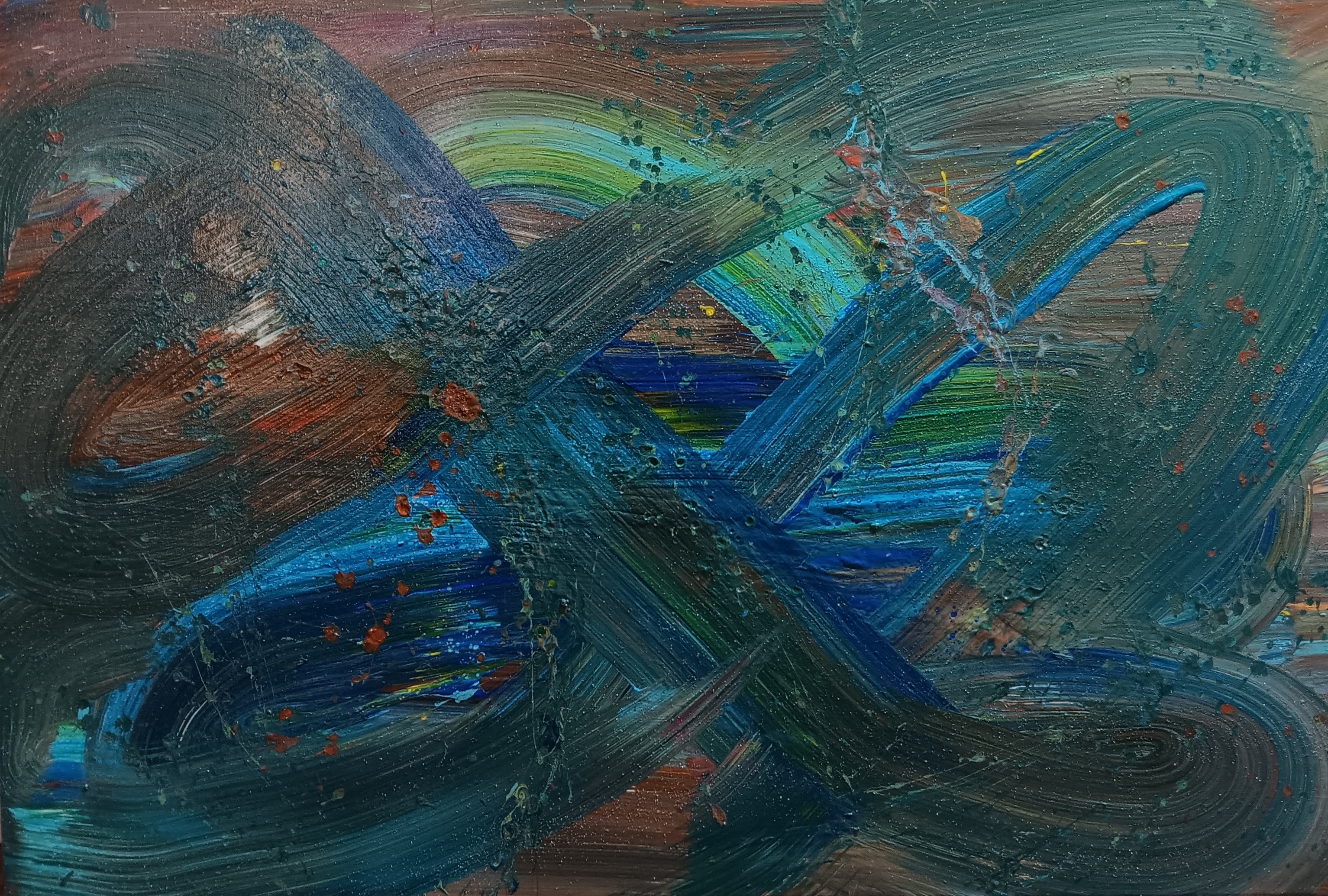 SWURVES & CURVES by Valerie Johnson - dynamic composition with swirling colors
