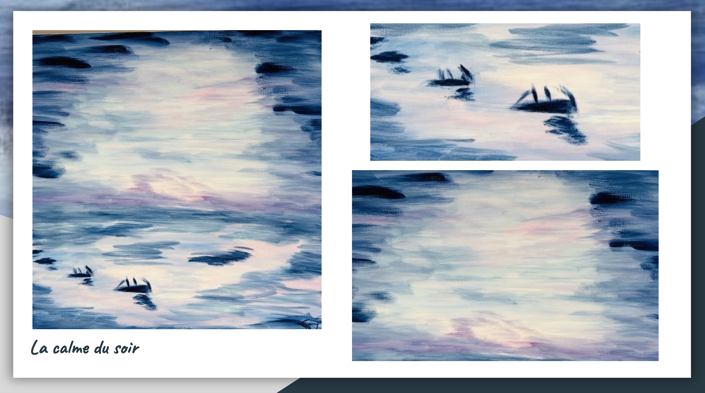La carne du soir by Odette Bossolo - serene water scene at twilight