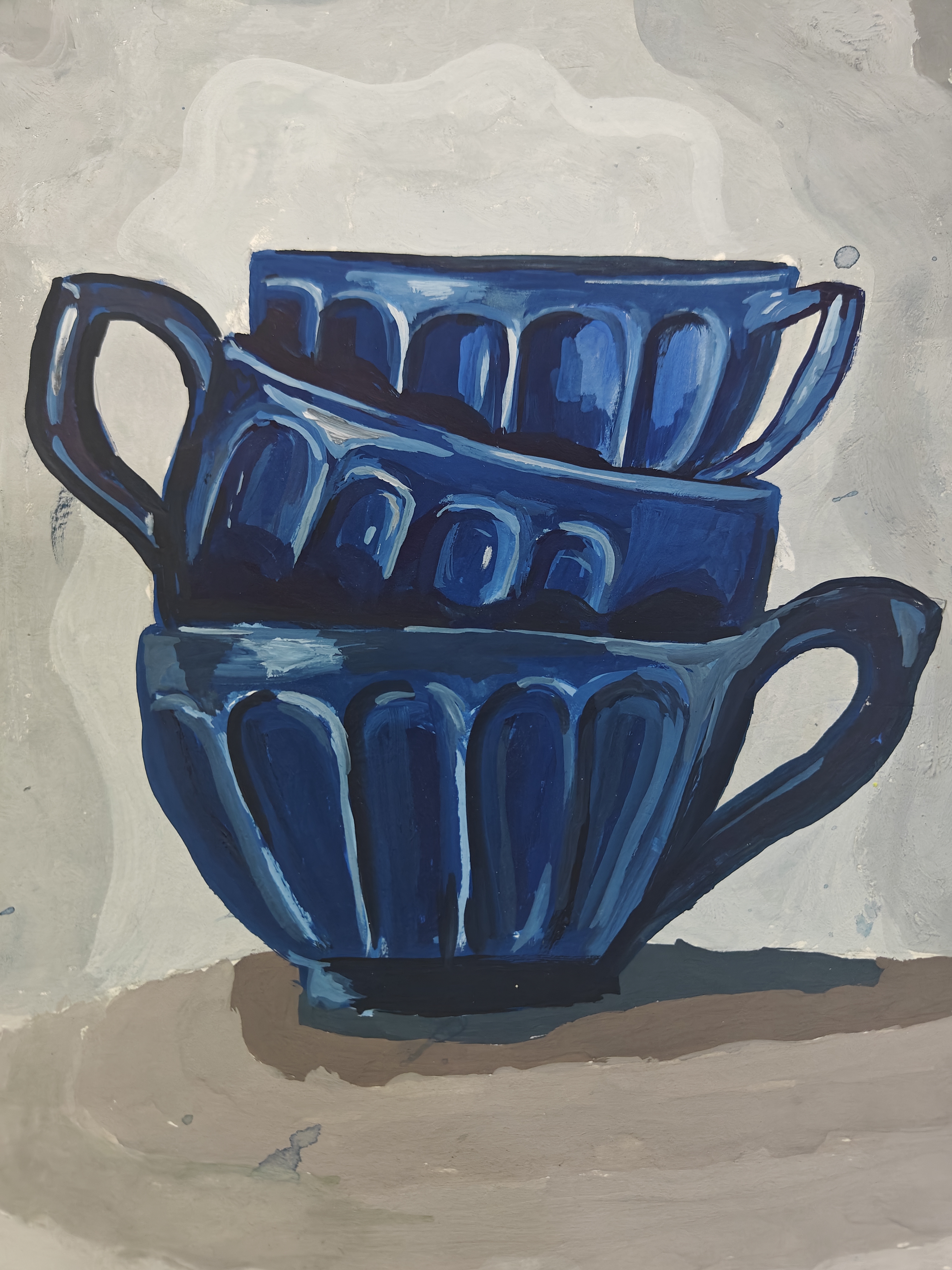 Layers of Stillness by Hannah Maria Pradeep - stack of blue cups