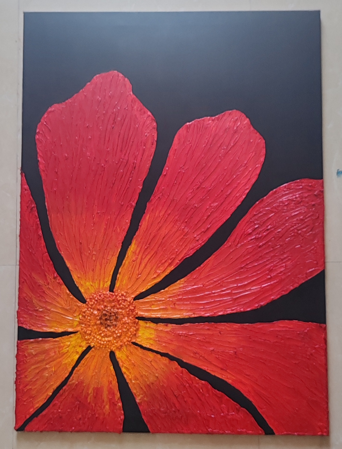 Taxture paintings by laila malik - vibrant floral depiction with fiery hues