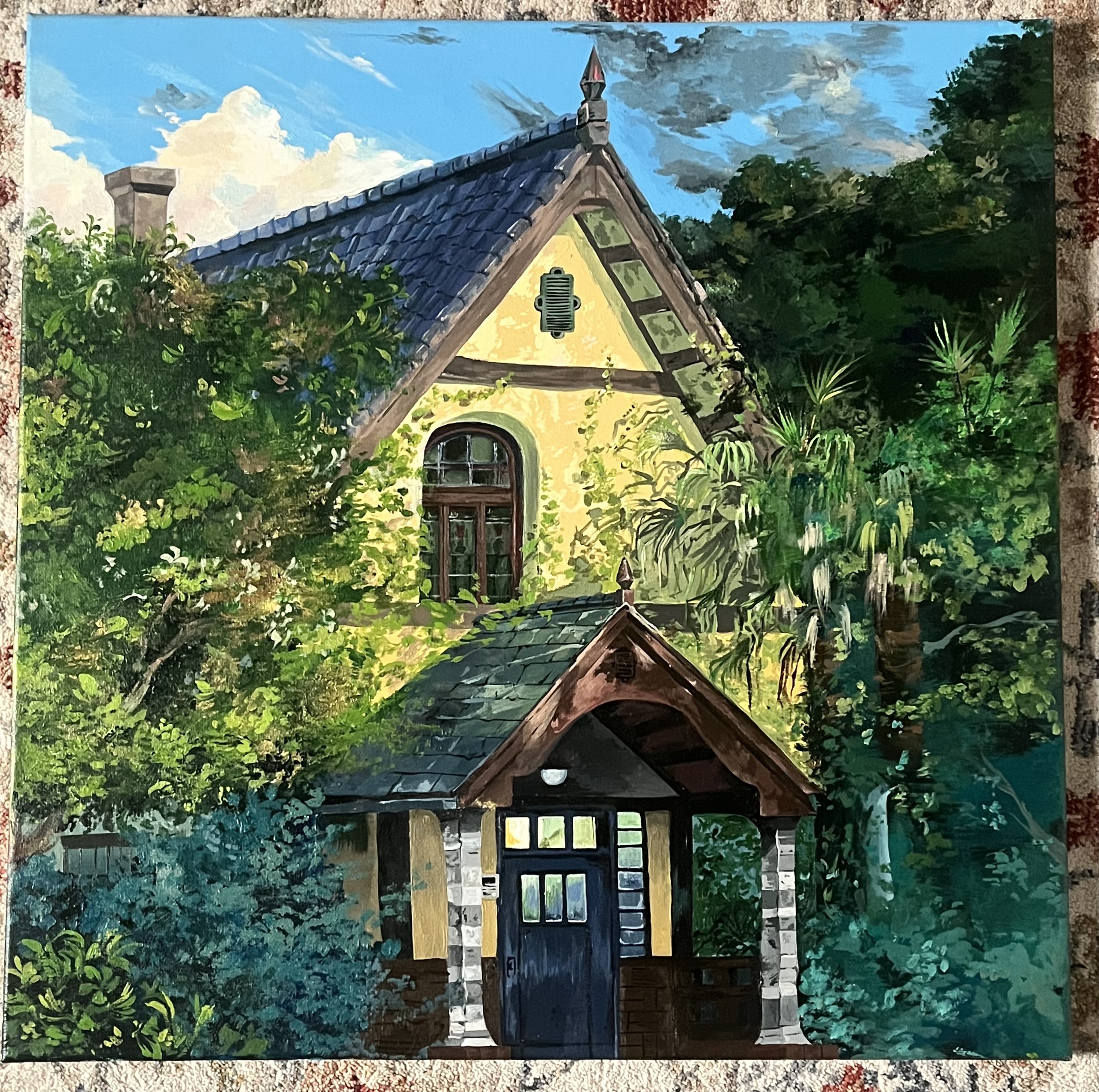 Forest homestead by Asma Mustafa, a quaint house in a lush forest