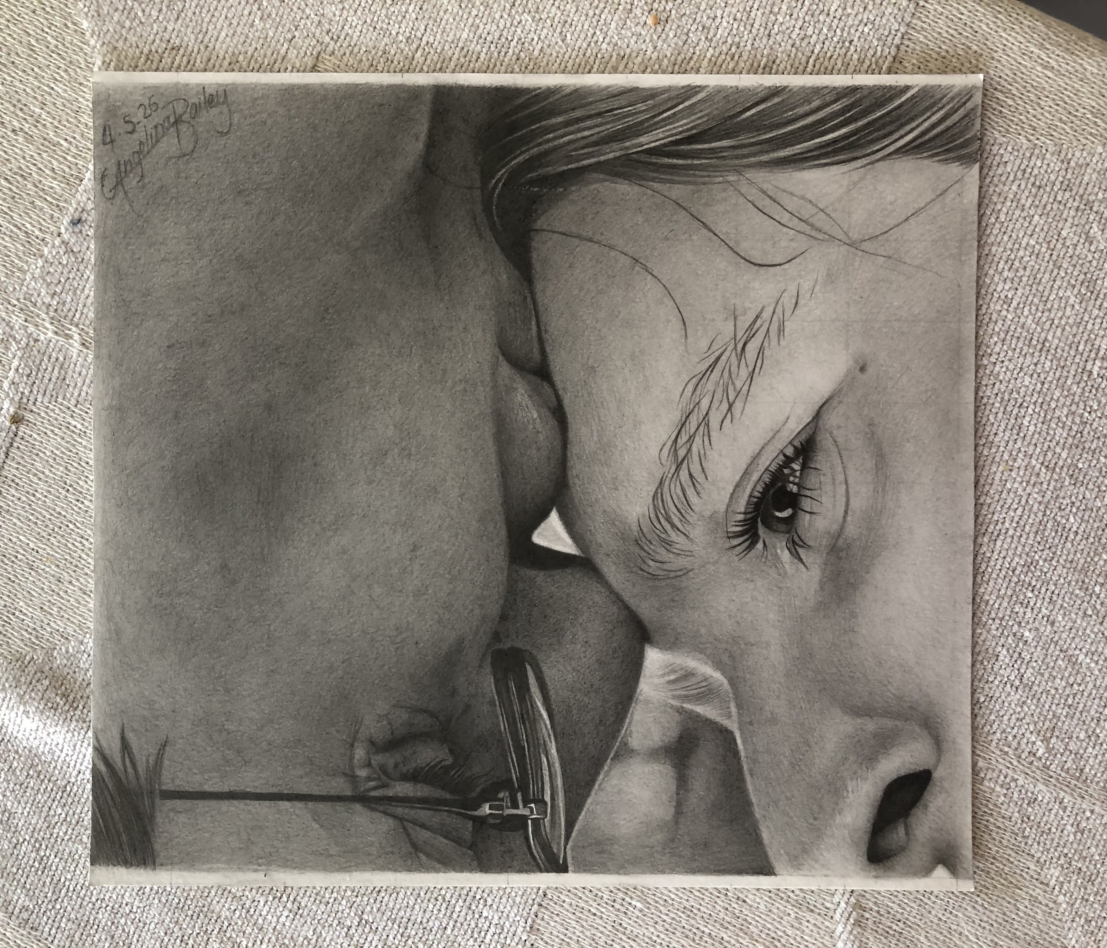 Forehead Kiss by Angelina Bailey, close-up of a tender moment